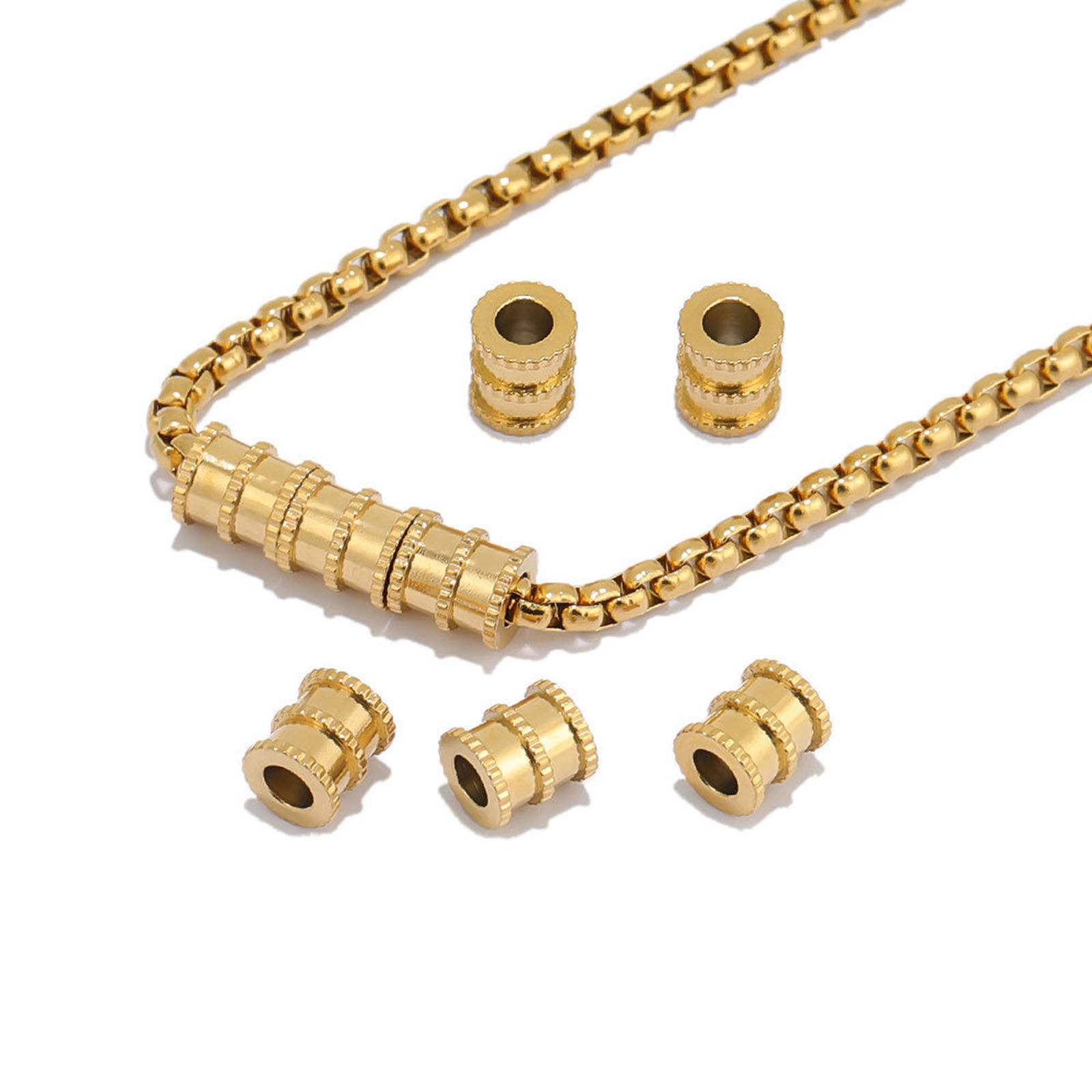 Immagine di 304 Acciaio Inossidabile Perline Cilindrico Multicolore 6.5mm x 6mm, Buco: Circa 3mm, 10 Pz