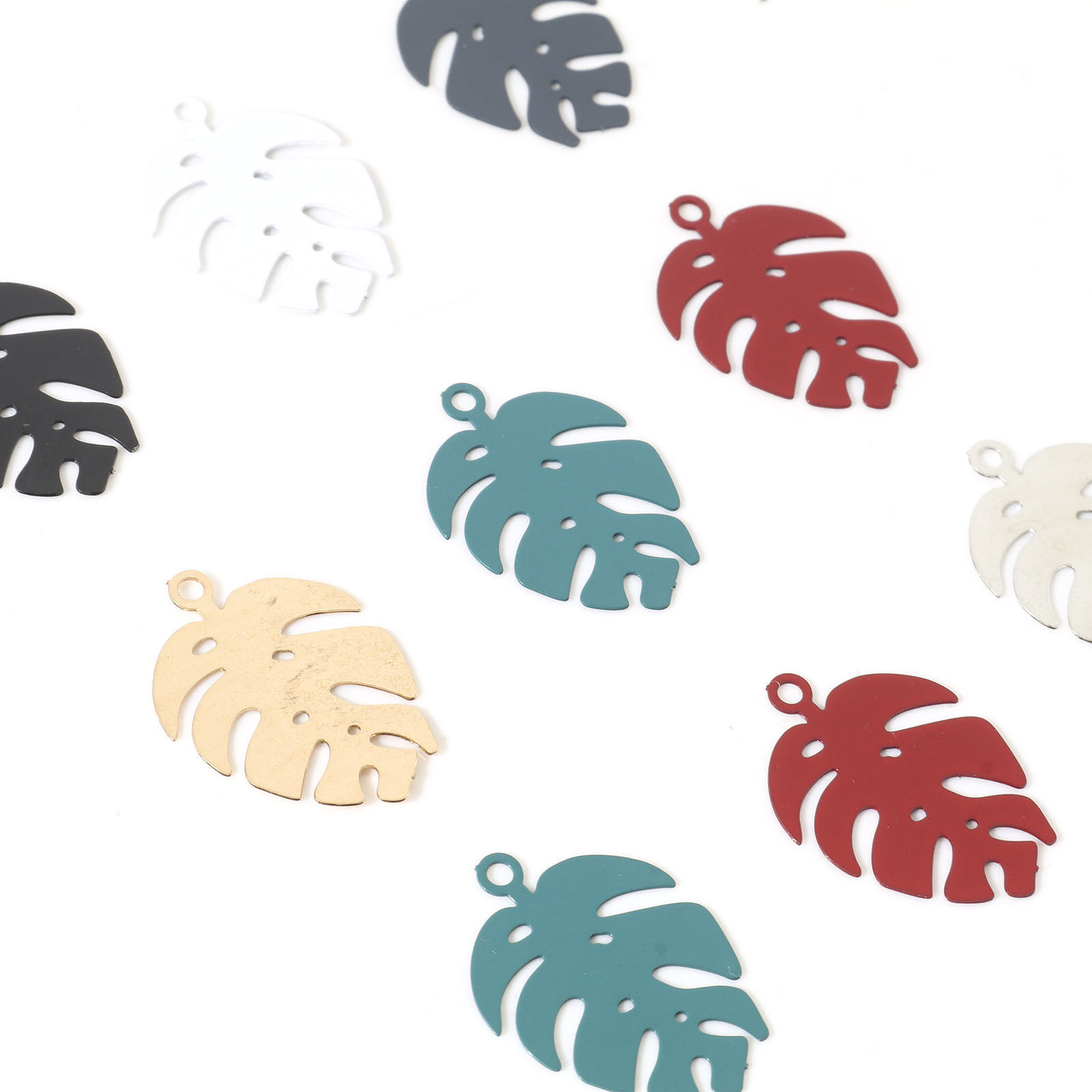 Bild von Iron Based Alloy Charms Multicolor Monstera Leaf 20mm x 14mm, 20 PCs