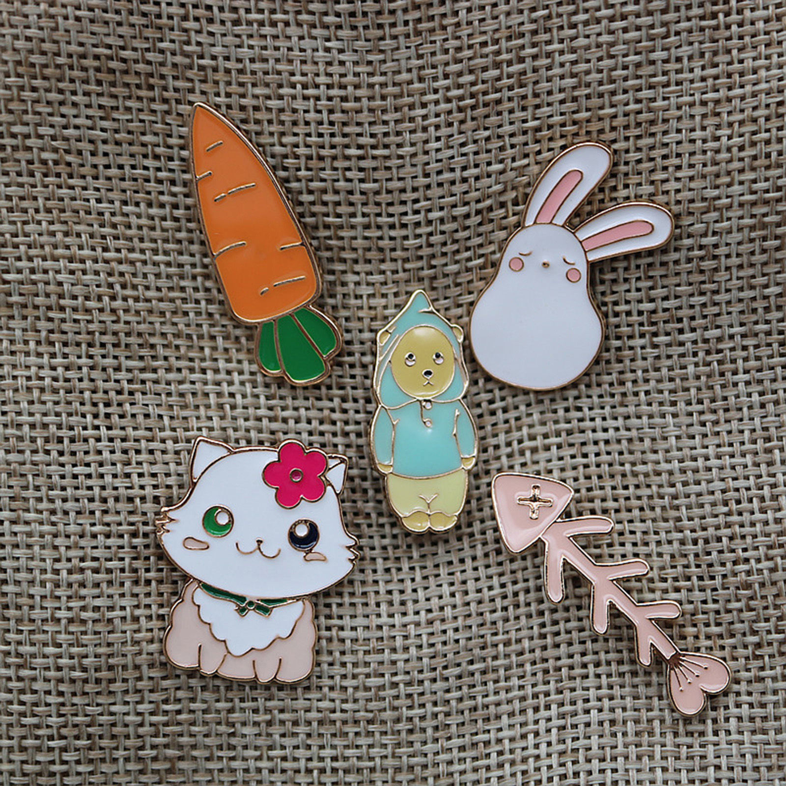 Immagine di Carino Spilla Gatto Coniglio Oro Placcato Multicolore Smalto 1 Pz