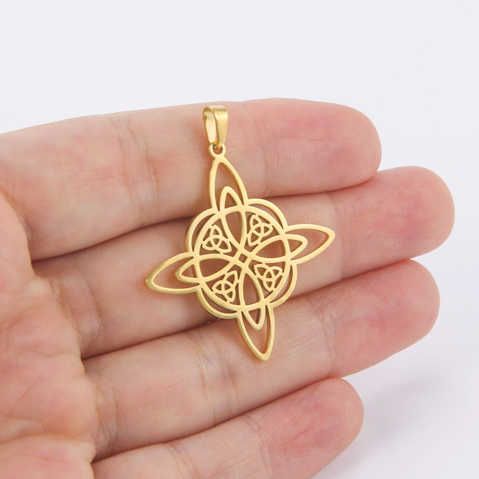 Picture of 304 Stainless Steel Pendants Multicolor Celtic Knot 3.4cm x 3.65cm