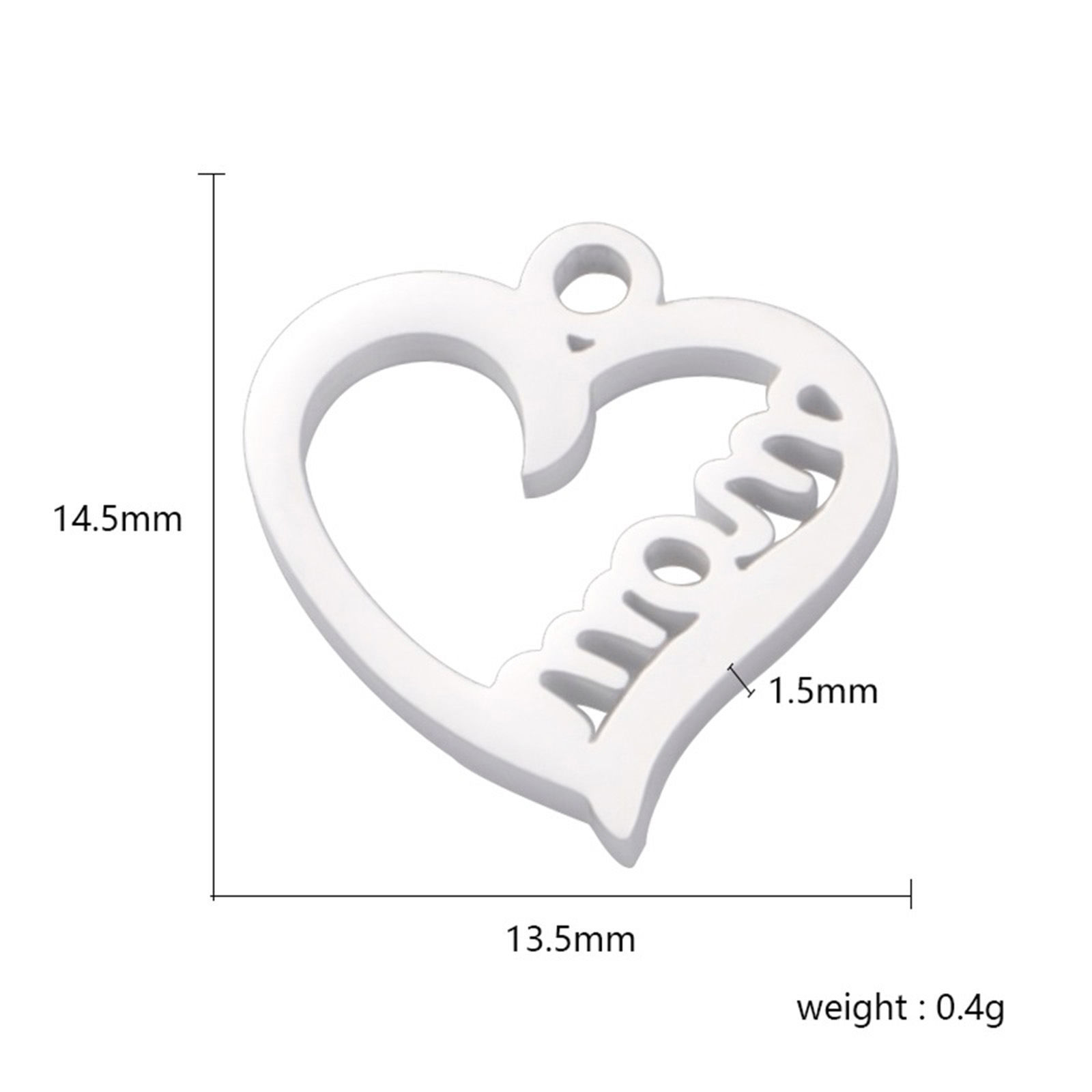 Picture of 304 Stainless Steel Mother's Day Charms Silver Tone Heart