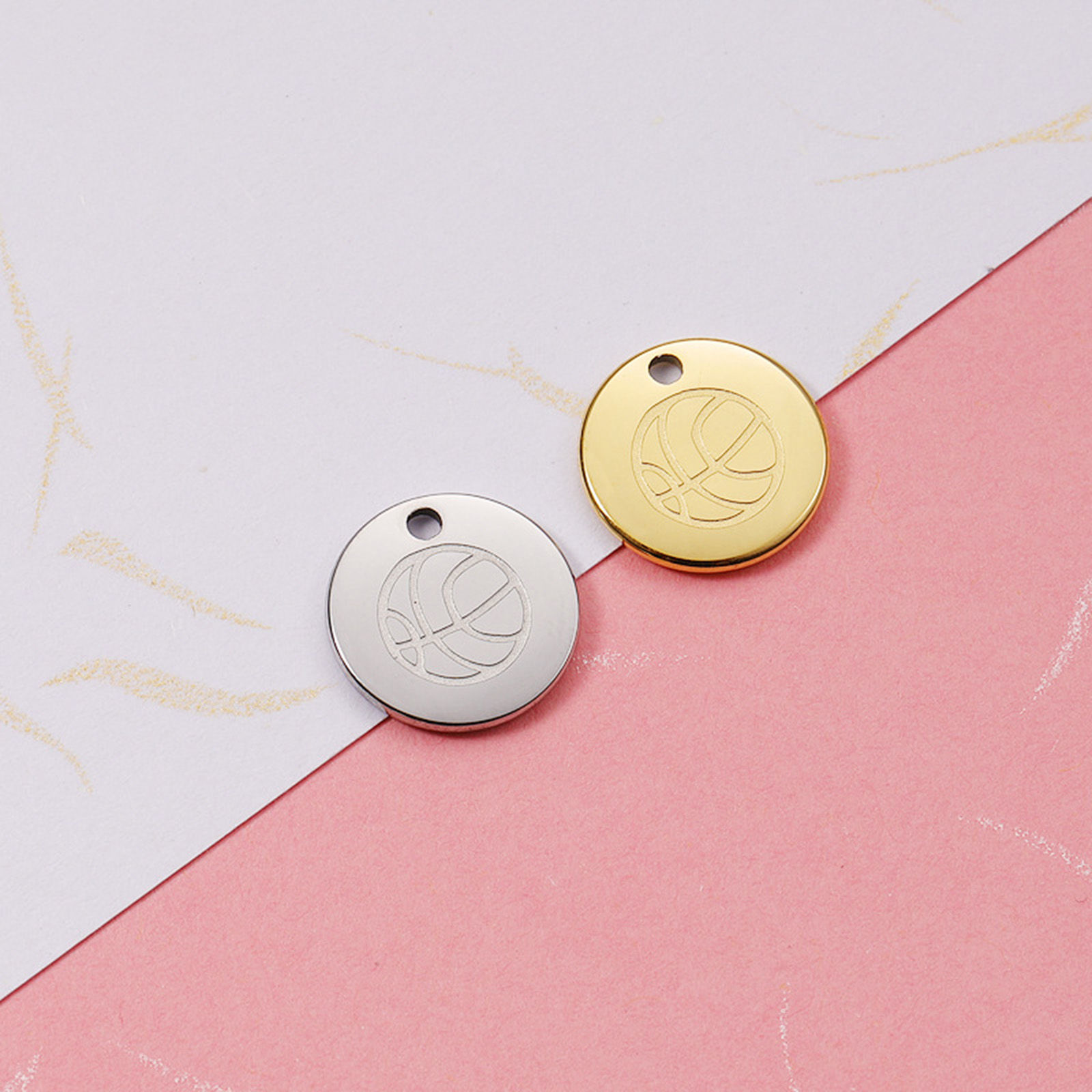 Bild von 304 Edelstahl Charms Rund Bunt Blitz 12mm D., 1 Stück