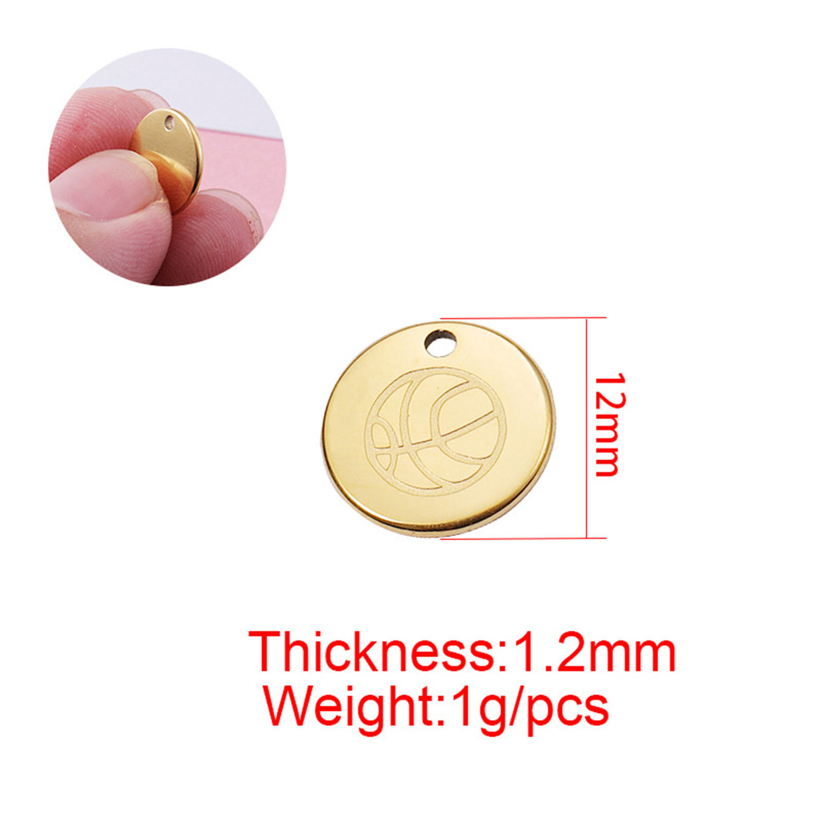 Bild von 304 Edelstahl Charms Rund Bunt Blitz 12mm D., 1 Stück
