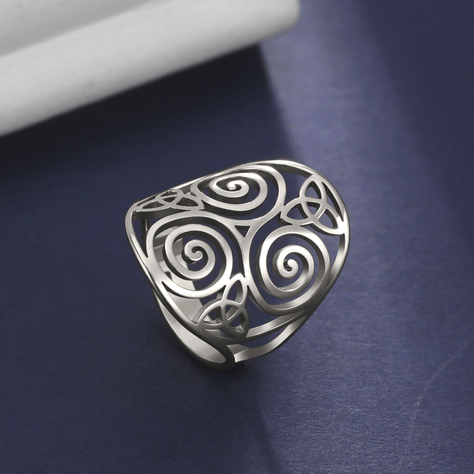 Immagine di 304 Acciaio Inossidabile Elegante Aperto Regolabile Anello Multicolore Nodo Celtico Spirale 17.3mm (taglia di US: 7), 1 Pz