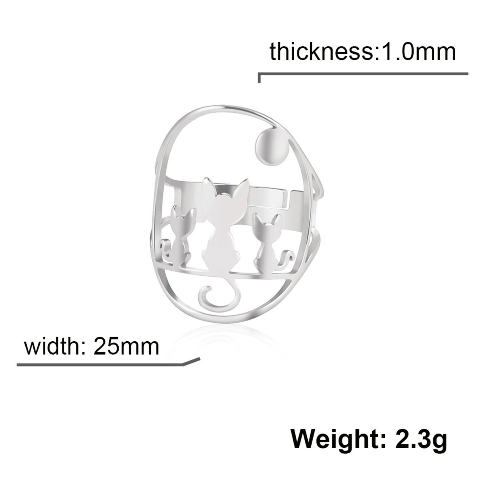 Picture of 304 Stainless Steel Stylish Open Adjustable Rings Multicolor Cat 17.3mm(US Size 7)
