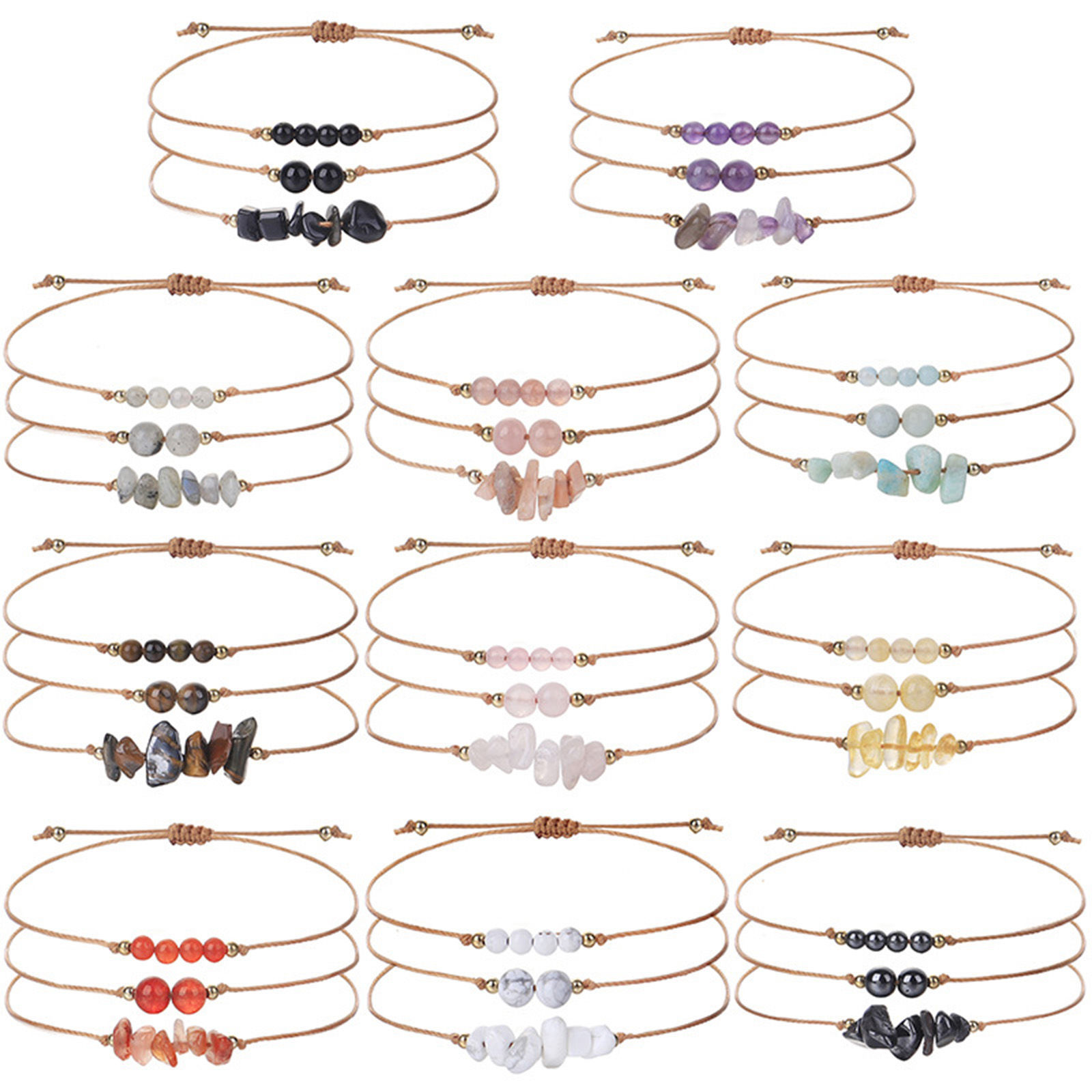 Immagine di Gemma Stile Bohemien Set Bracciale Multicolore Scheggia di Perle Regolabile 30cm Lunghezza, 1 Serie