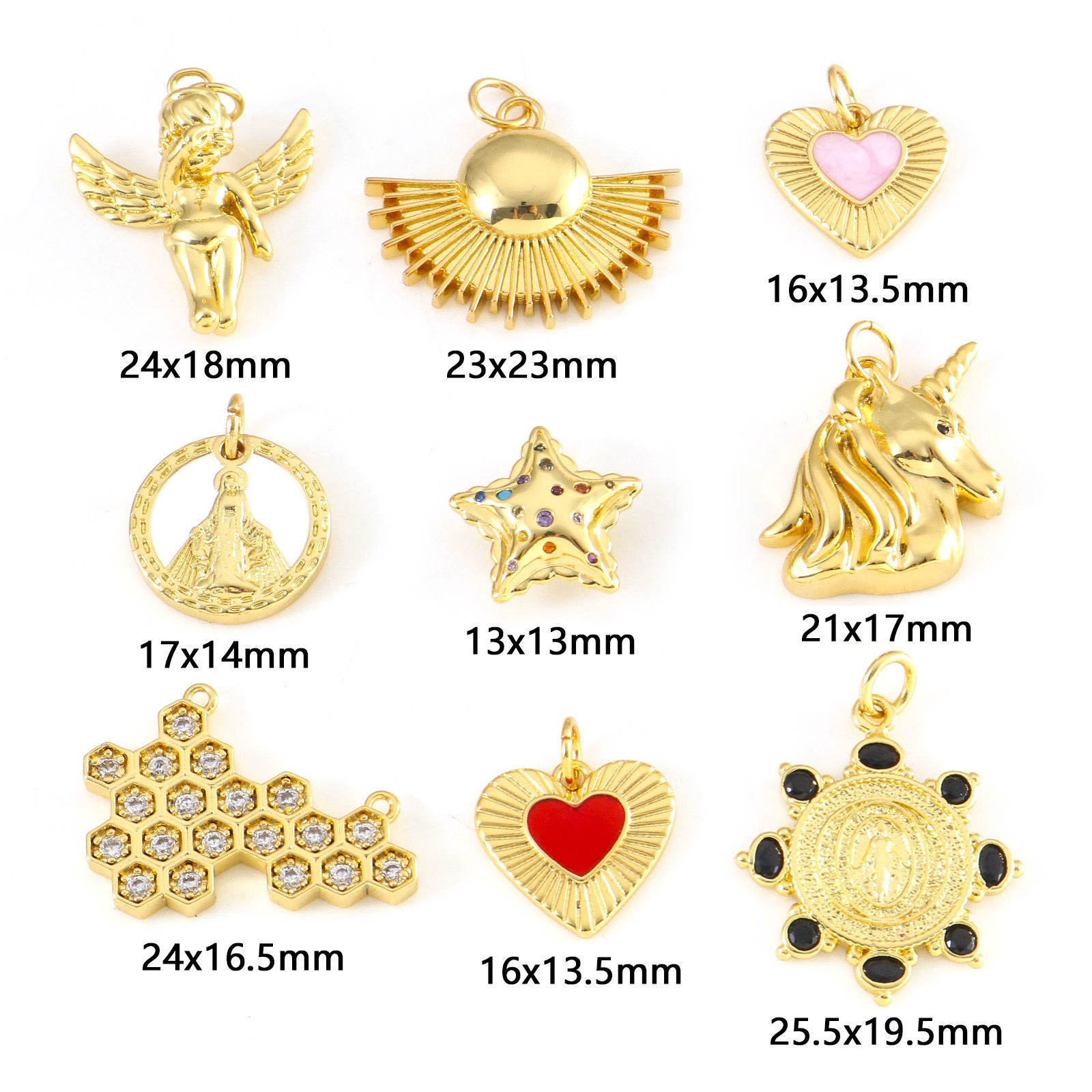 Immagine di Rame Charms Oro Placcato Rosso Cavallo Angelo Trasparente Cubic Zirconiae 1 Pz