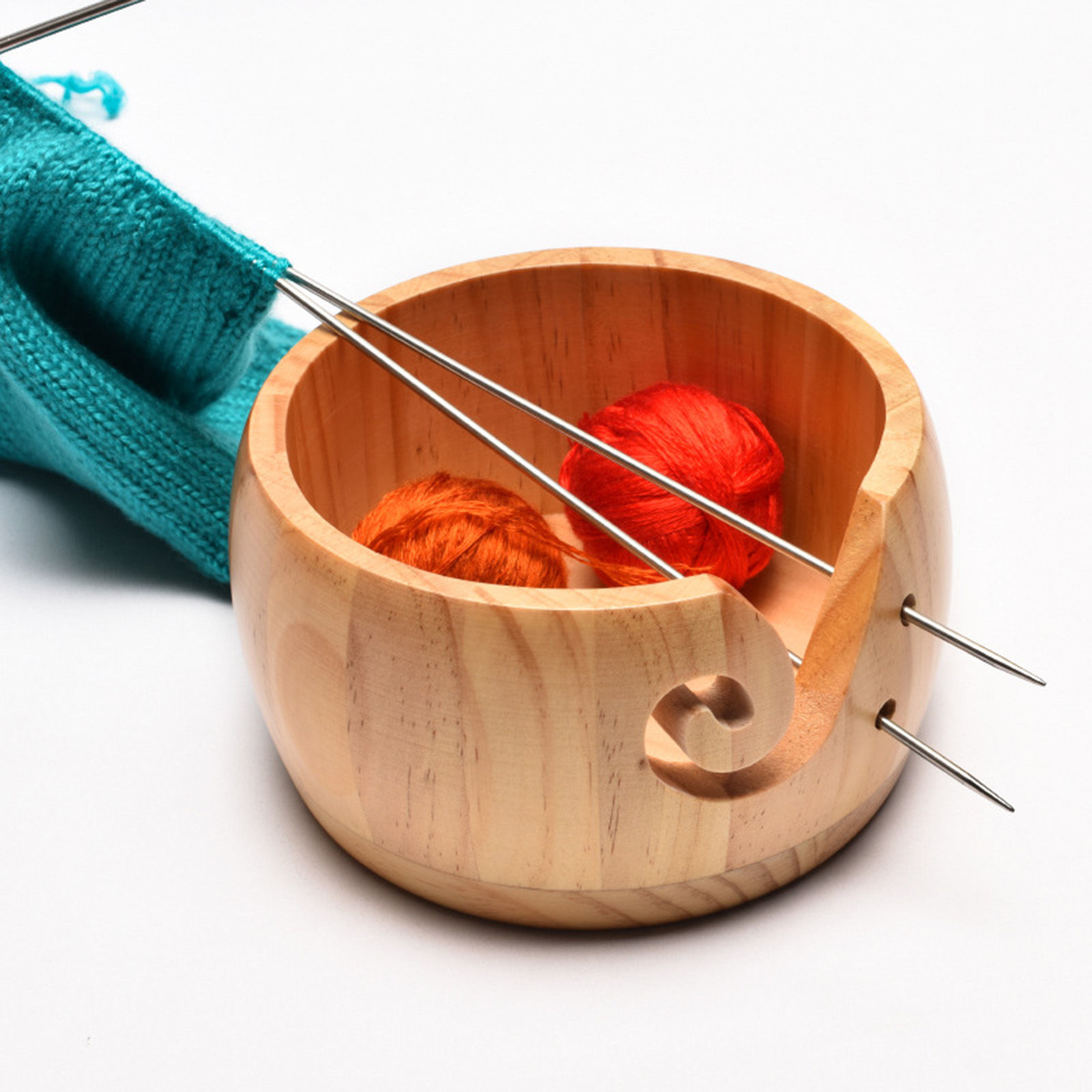 Picture of Wood Yarn Bowl Knitting Crochet Wool Storage Holder Organizer Tool Multicolor