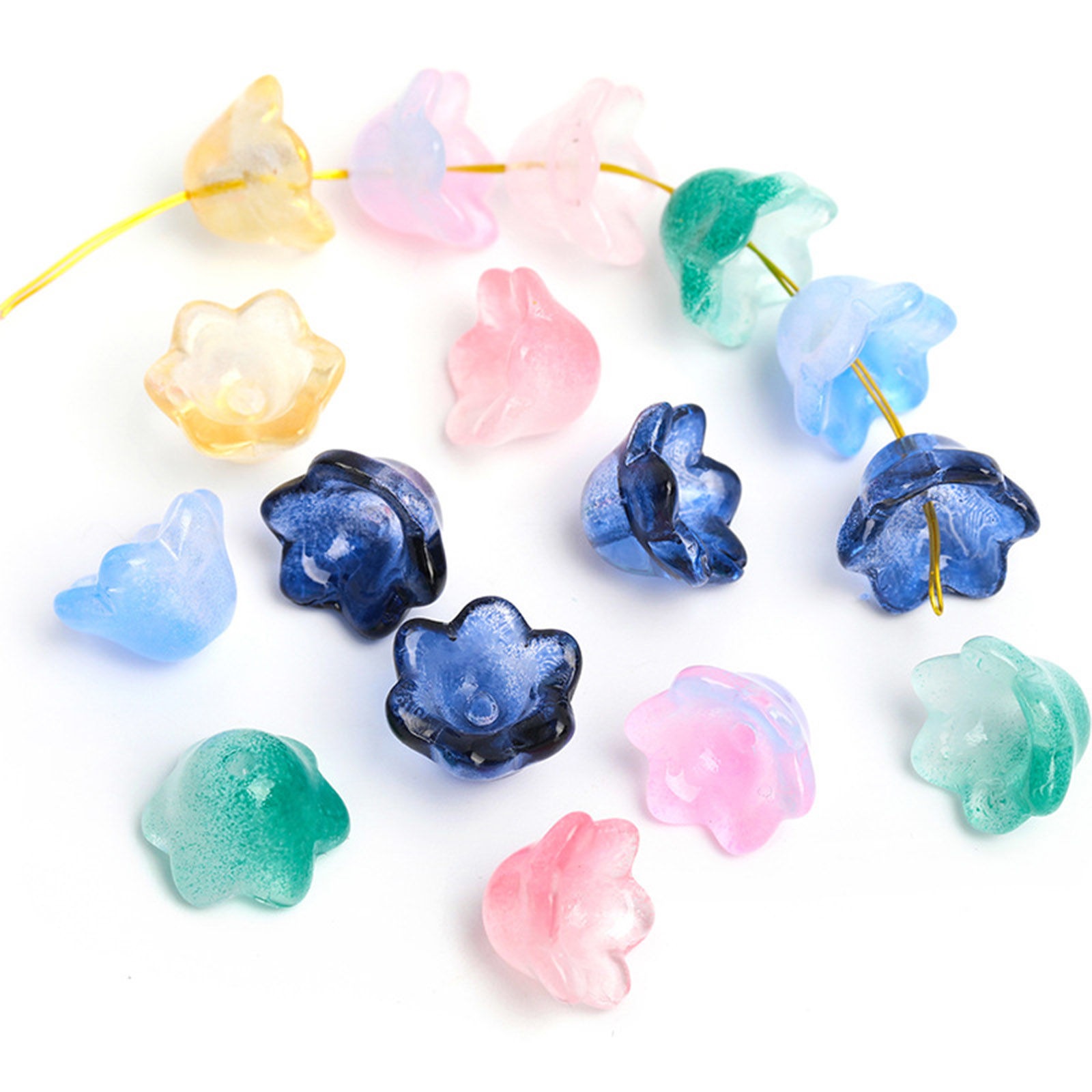 Bild von Muranoglas Perlkappen Blumen Bunt Farbverlauf 10mm x 7.5mm, 20 Stück