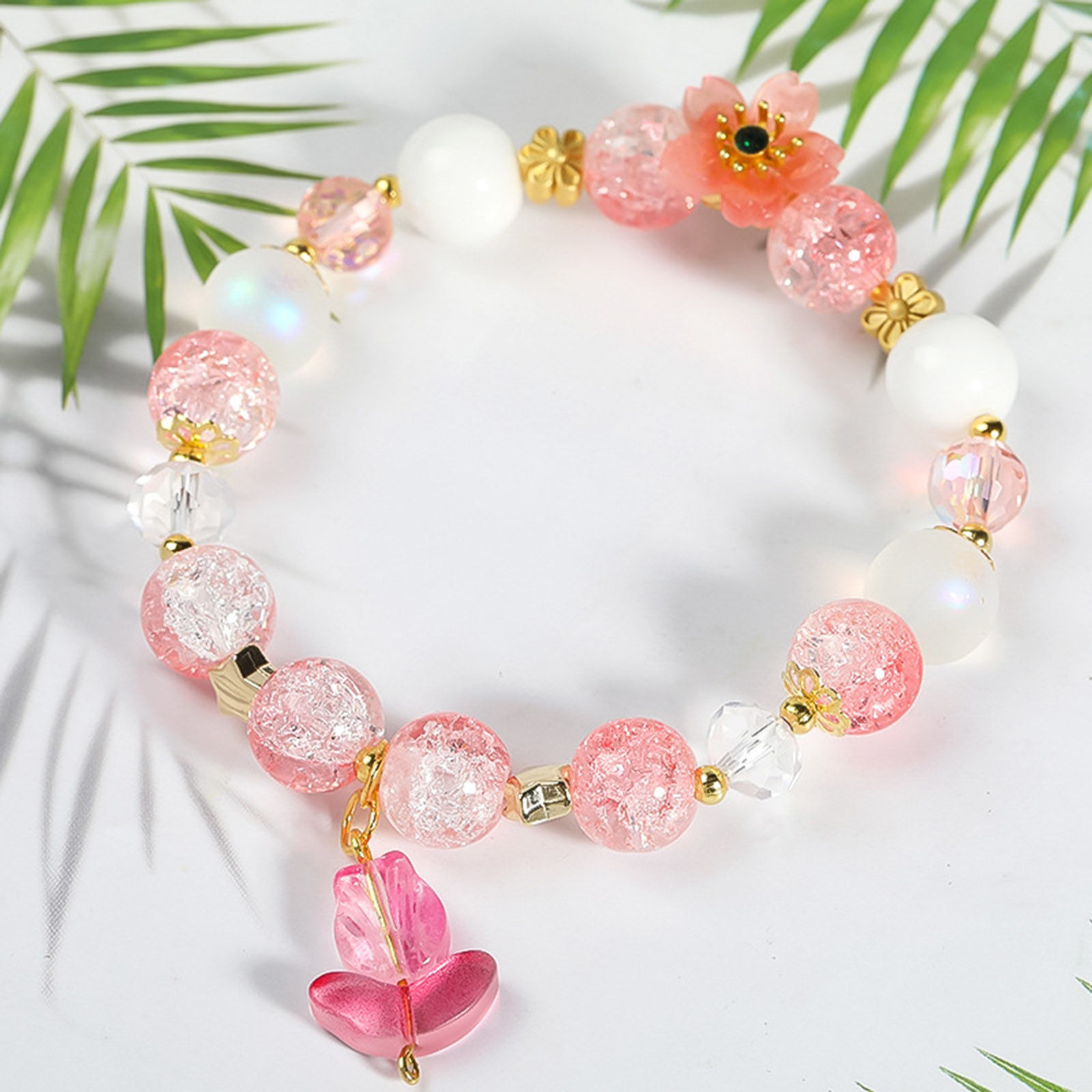 Picture of Lampwork Glass Beads Tulip Flower Multicolor Gradient Color