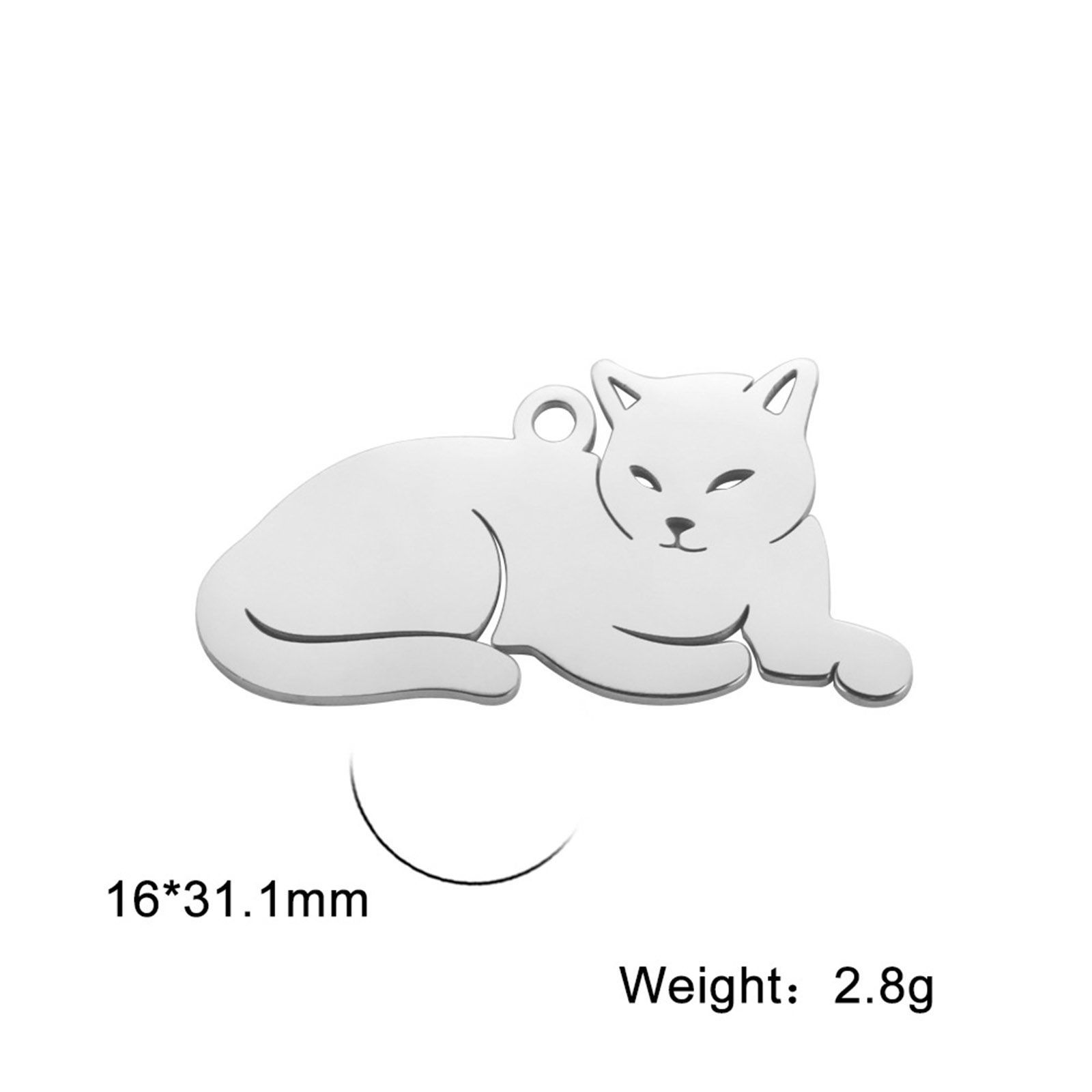 Picture of Eco-friendly 304 Stainless Steel Pendants Multicolor Cat Animal 31mm x 16mm