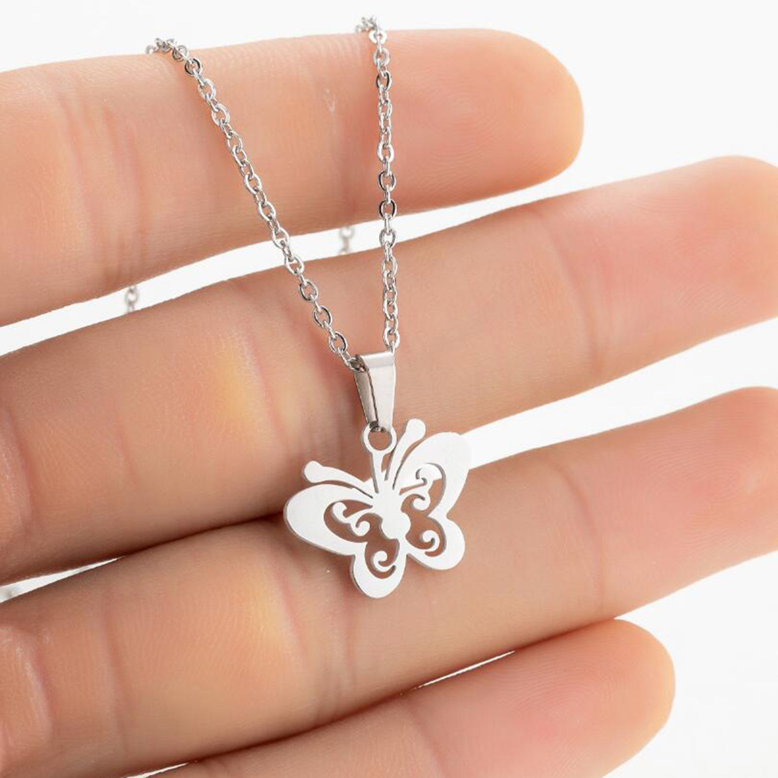 Picture of 304 Stainless Steel Insect Link Cable Chain Necklace Multicolor Butterfly Animal Fairy 45cm(17 6/8") long