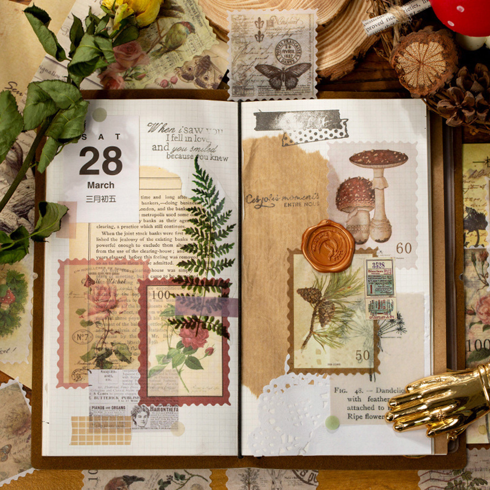Picture of Paper Retro DIY Scrapbook Deco Stickers Multicolor Postage Stamp 16cm x 9cm