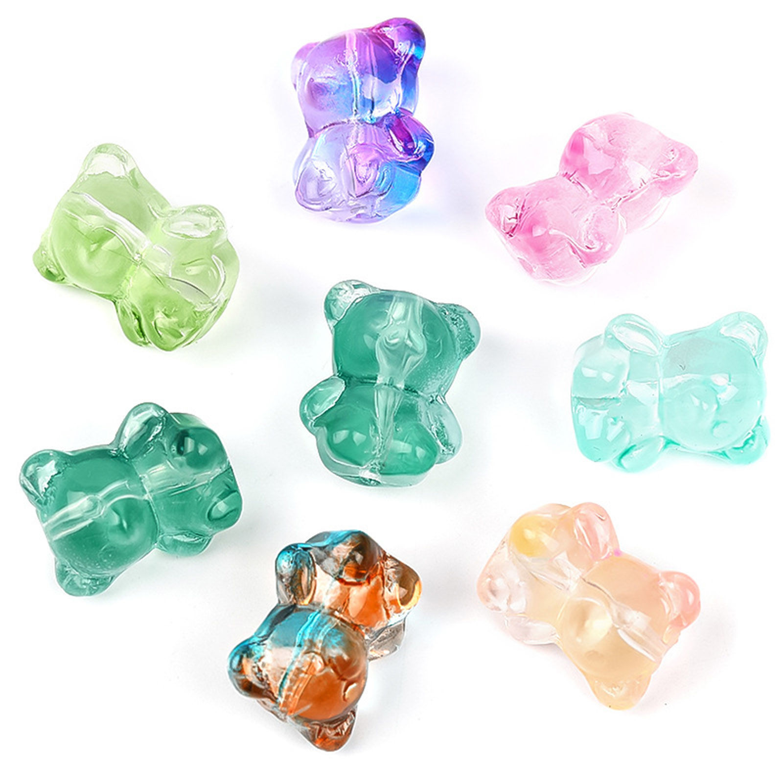 Bild von Muranoglas Perlen für die Herstellung von DIY-Charme-Schmuck Bär Bunt Farbverlauf ca 14.5mm x 12mm, Loch:ca. 1.1mm, 20 Stück