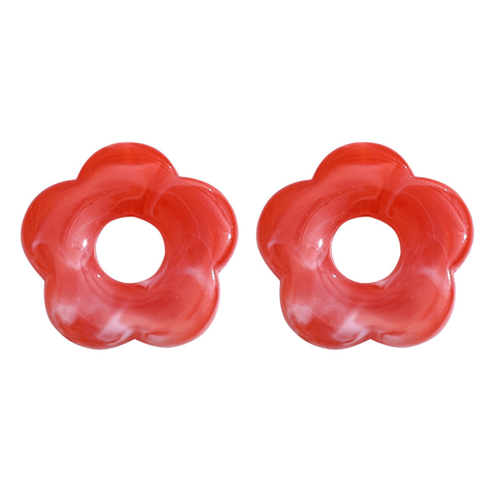 Bild von Acryl Perlen für die Herstellung von DIY-Charme-Schmuck (Halbgebohrt) Bunt Blumen Tintenwäsche ca. 27mm x 27mm, 10 Stück