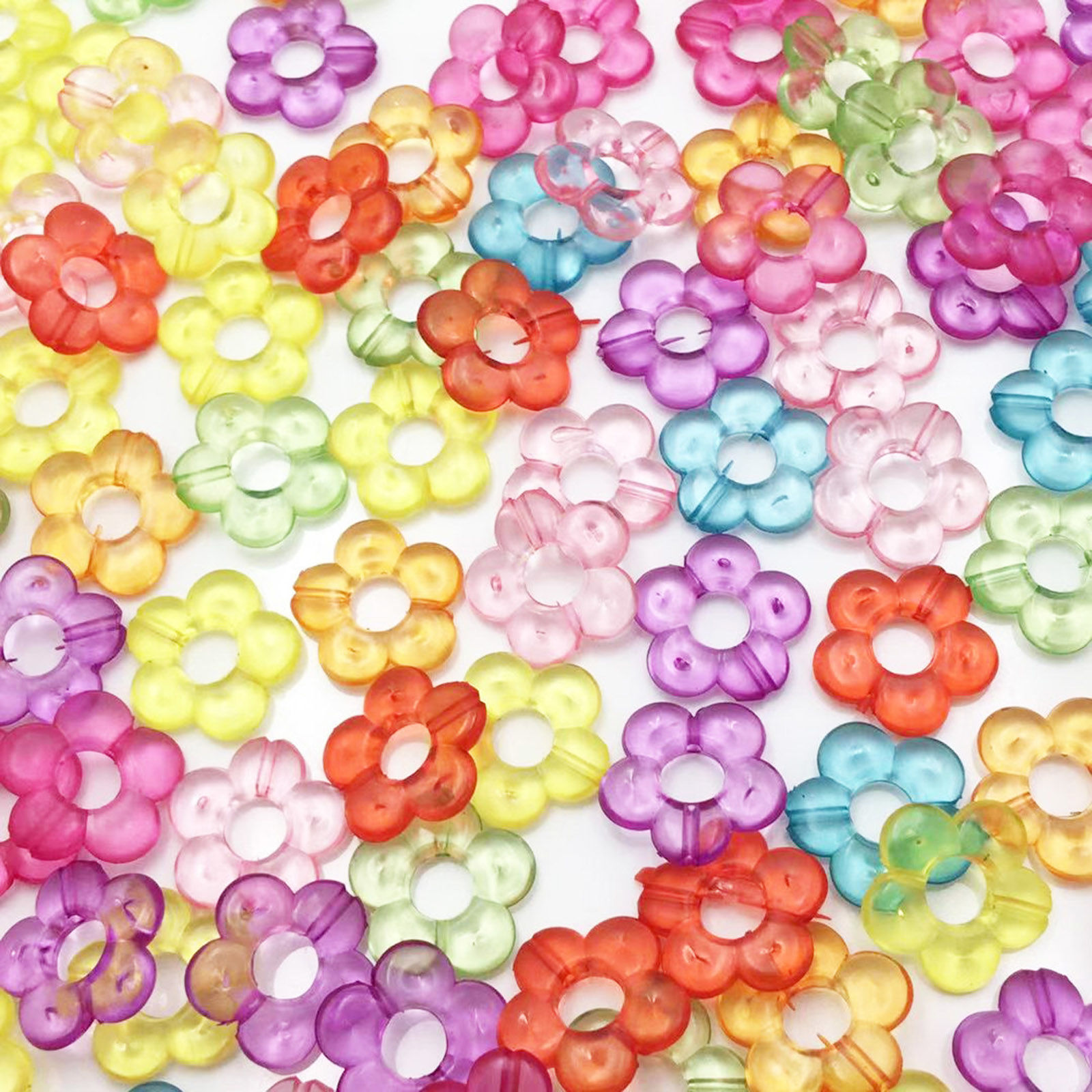 Bild von Acryl Perlen für die Herstellung von DIY-Charme-Schmuck Einzeln Loch Bunt Transparent Blumen ca. 19mm x 19mm, 20 Stück