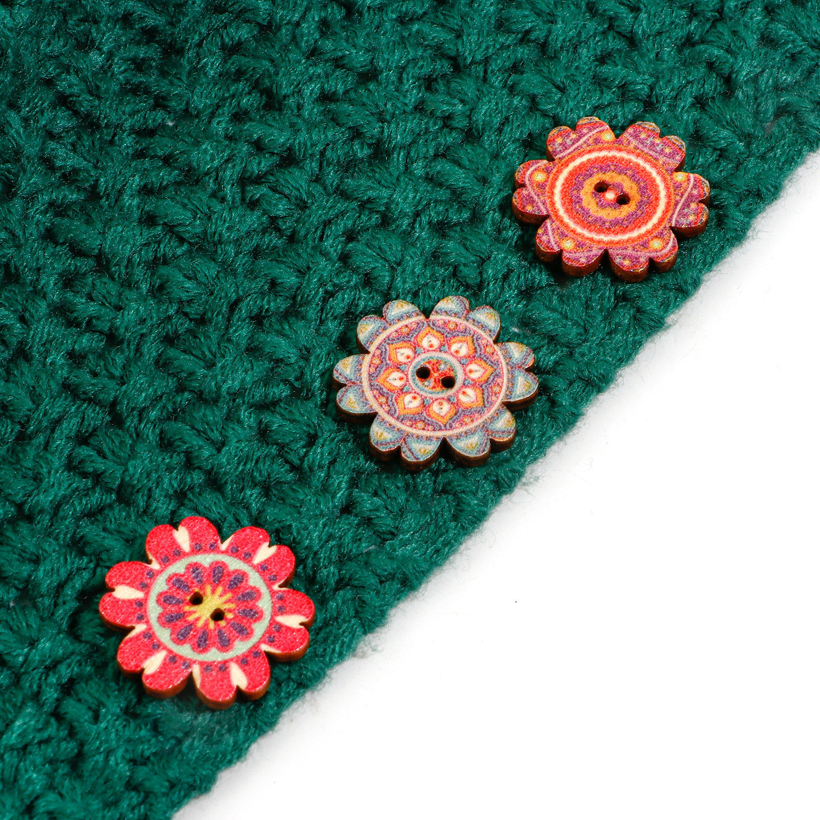 Immagine di Legno Etnico Bottone da Cucire Scrapbook Due Fori Fiore A Random A Random Disegno 50 Pz