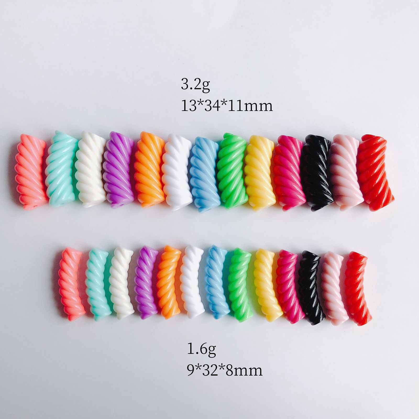 Picture of Acrylic Beads For DIY Charm Jewelry Making Multicolor Opaque Arc Stripe About 3.2cm x 0.9cm