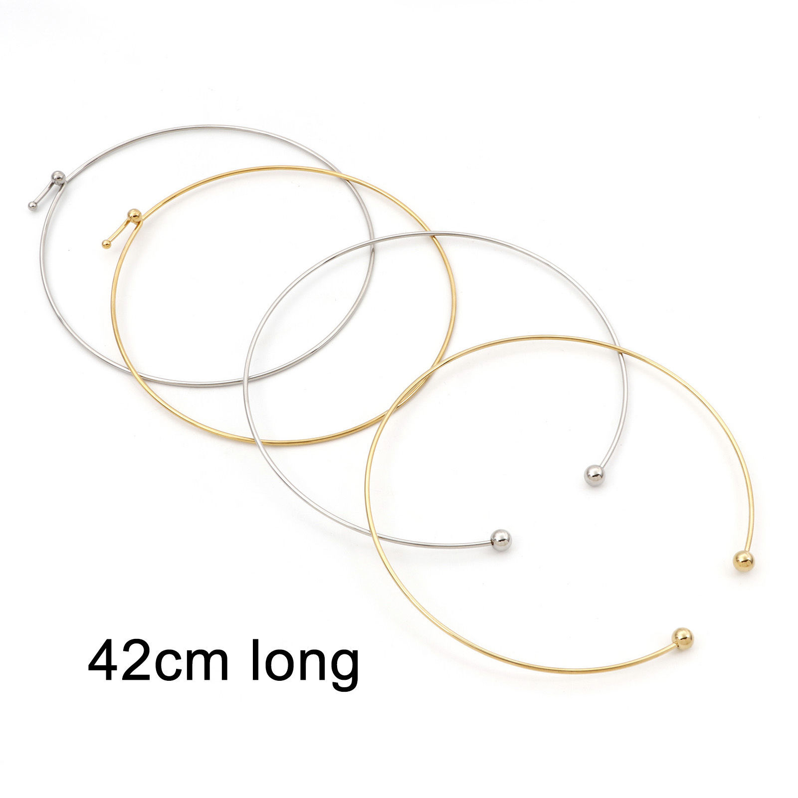 Picture of Eco-friendly 304 Stainless Steel Collar Neck Ring Necklace 43cm(16 7/8") long