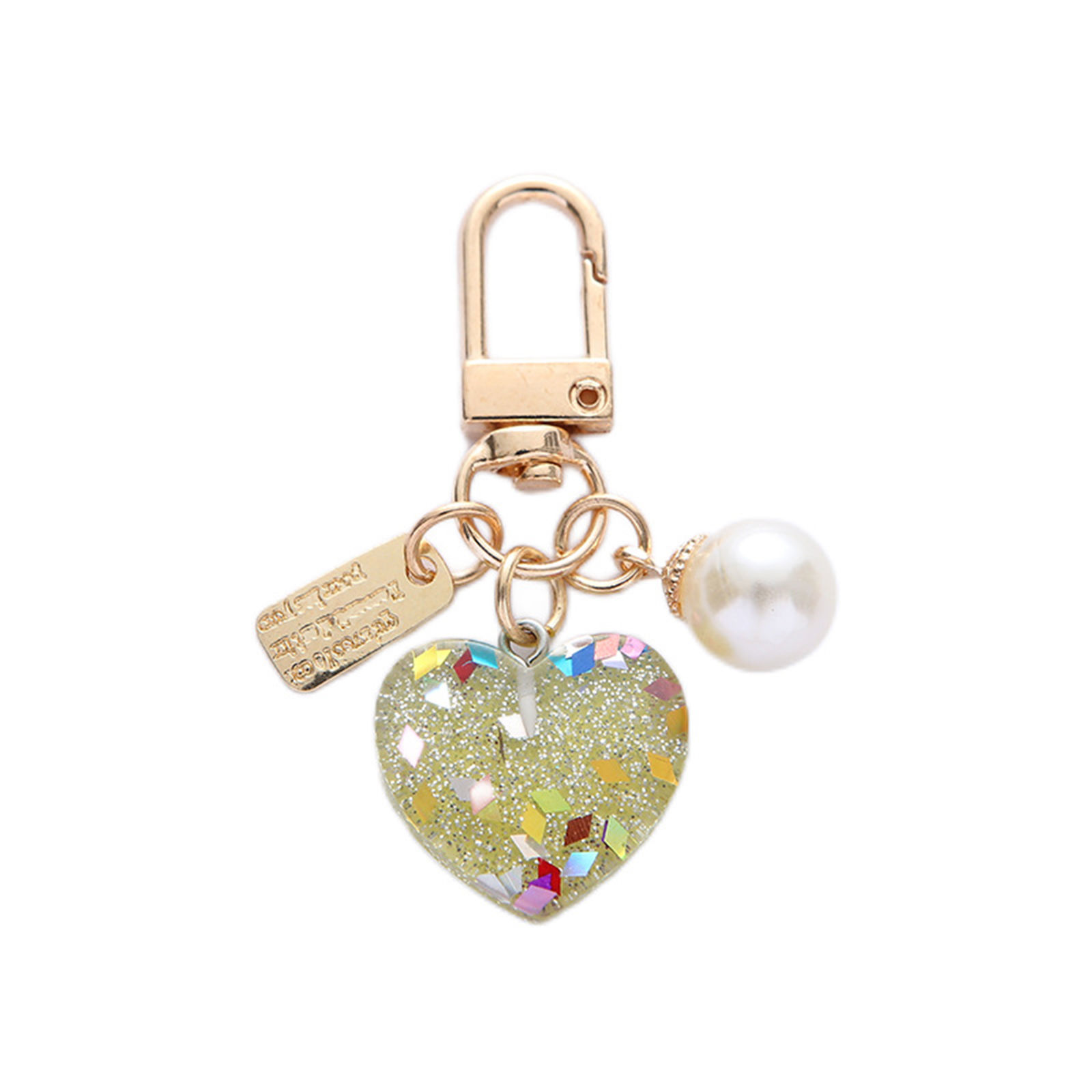 Изображение Смола Стильный Кольца и Цепи для Ключей Позолоченный Разноцветный Сердце Имитация жемчуга 1 ШТ