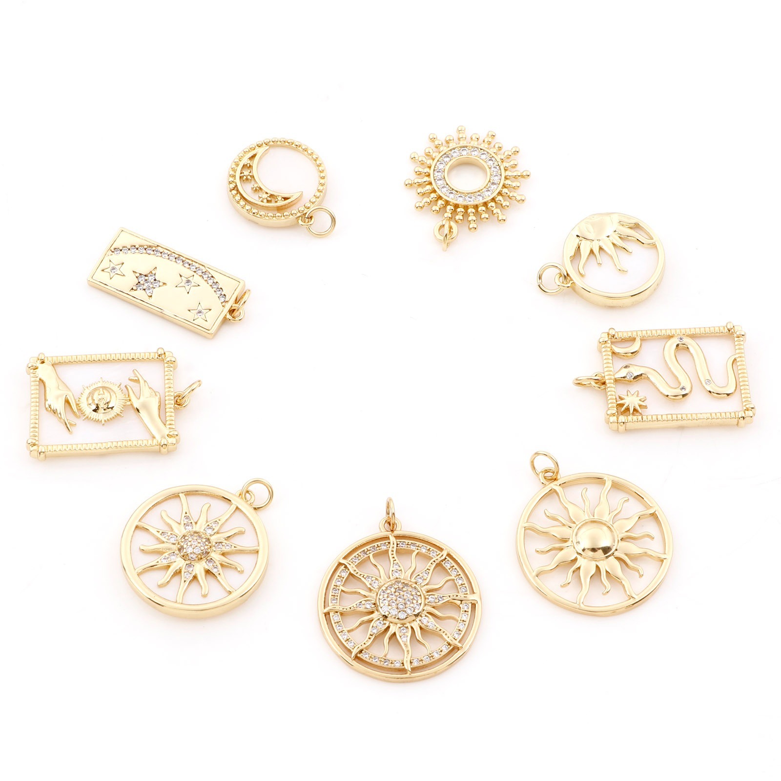 Bild von Shell & Copper Galaxy Charms Gold Plated Sun Moon 1 Piece