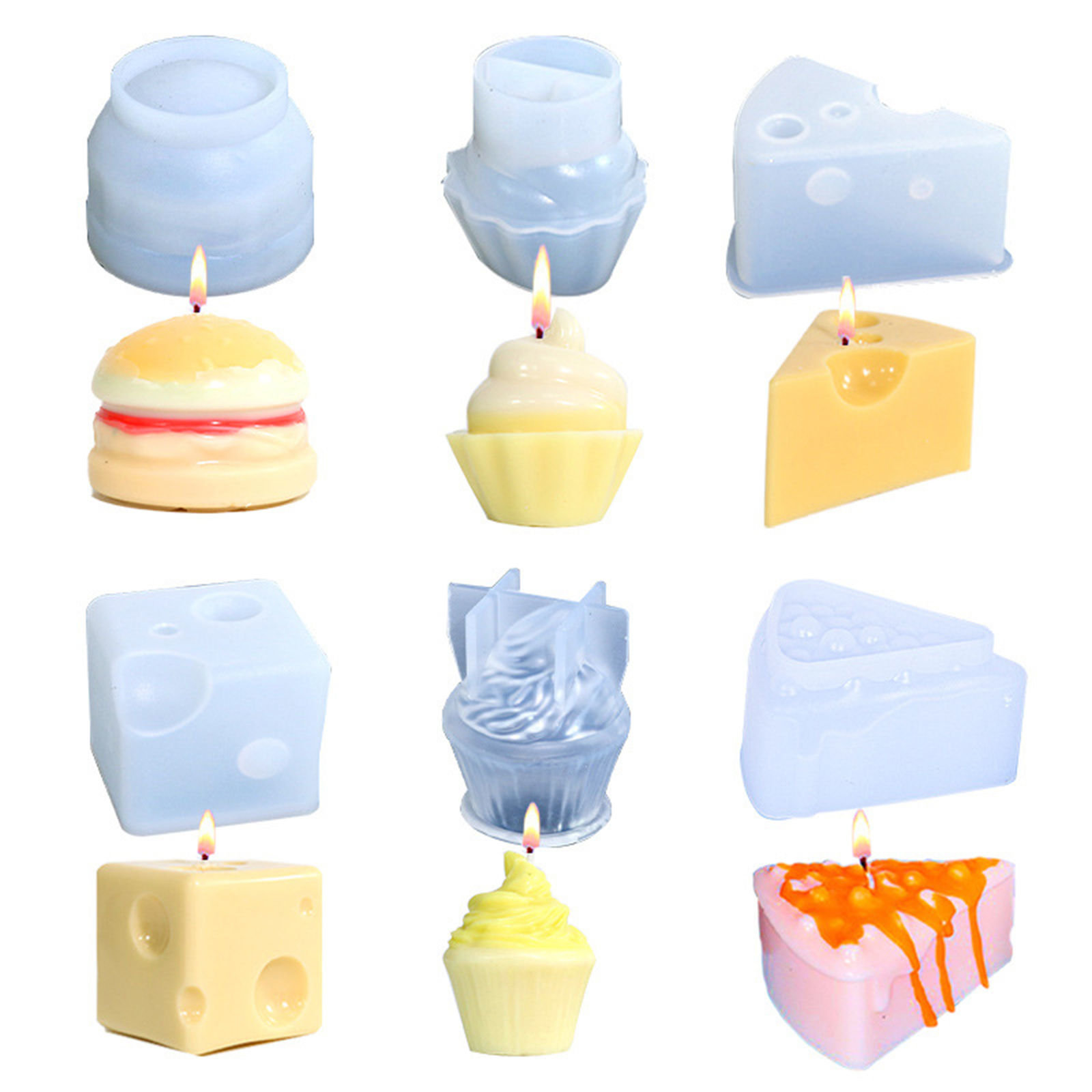 Bild von Silikon Harzform zum Selbermachen von Kerzenseife Kuchen Lebensmittel Weiß 1 Stück