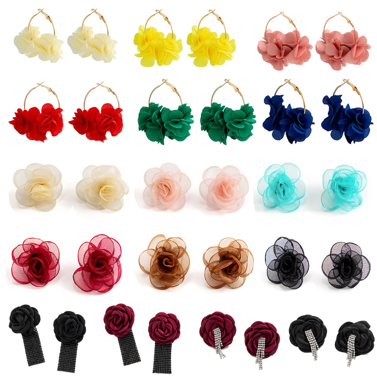 Bild von Tulle Stylish Earrings Multicolor Flower