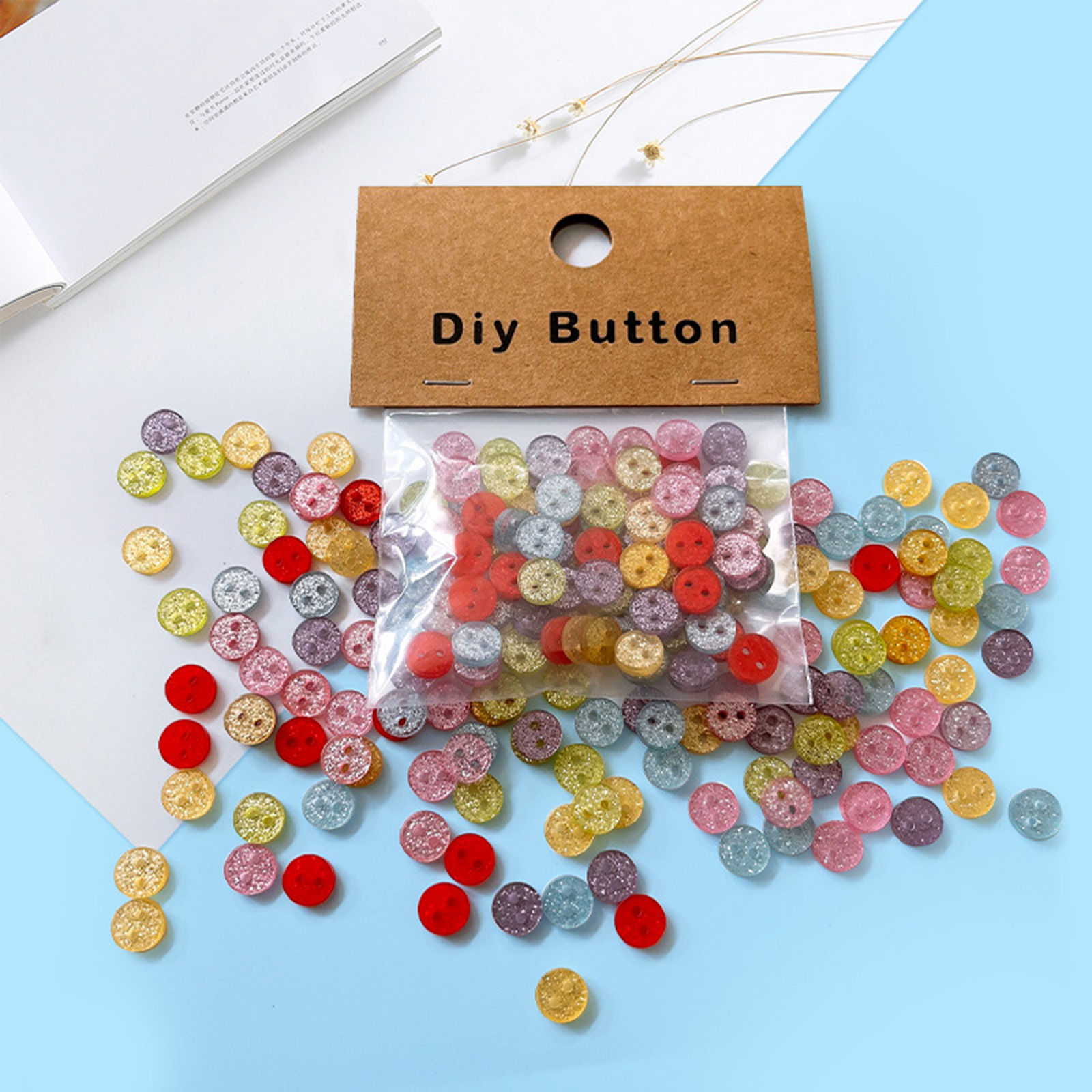 Image de Resin Buttons Scrapbooking 2 Holes Round Multicolor 1 Packet