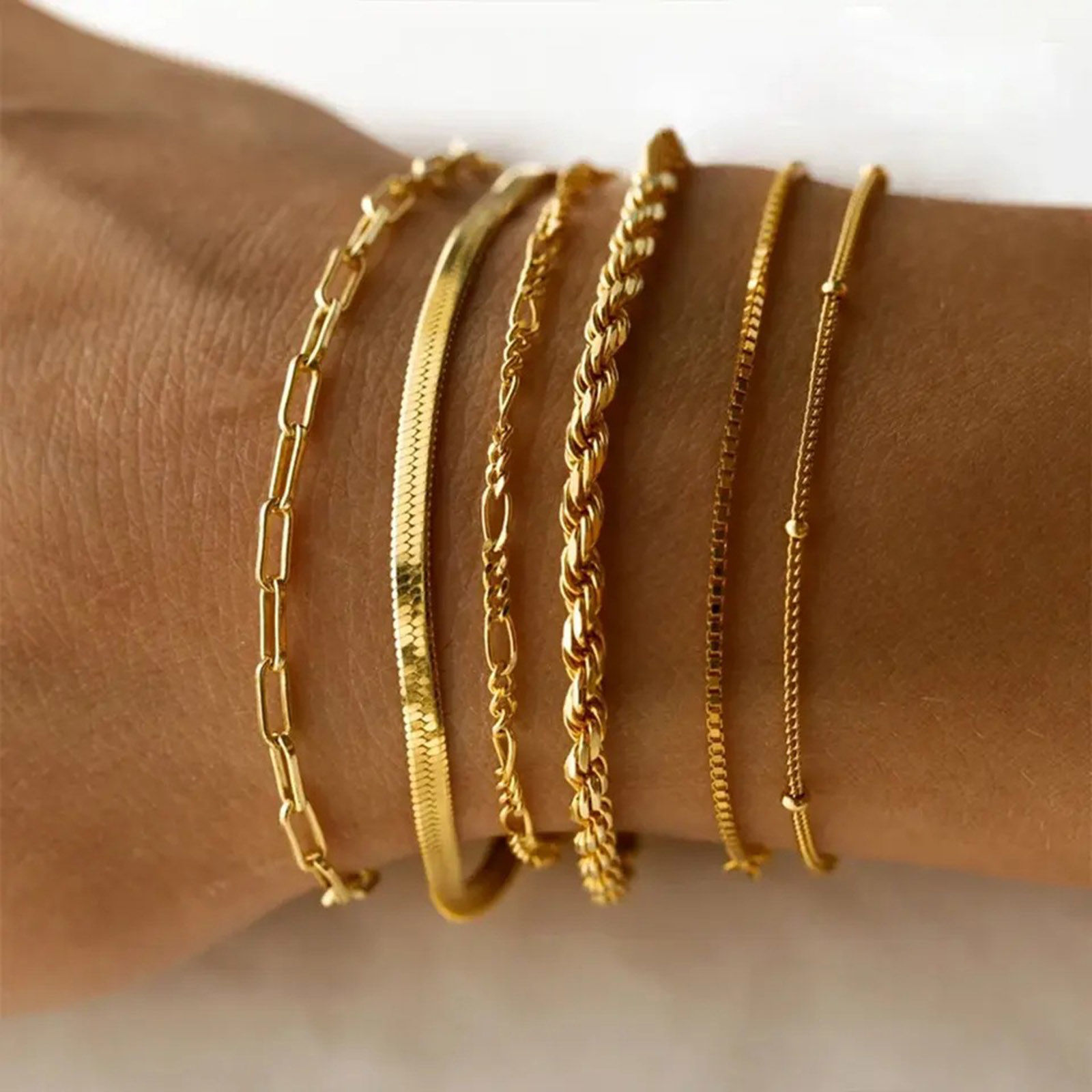 Bild von Eco-friendly Vacuum Plating Simple & Casual Stylish 18K Real Gold Plated 304 Stainless Steel Link Chain Bracelets Unisex Party