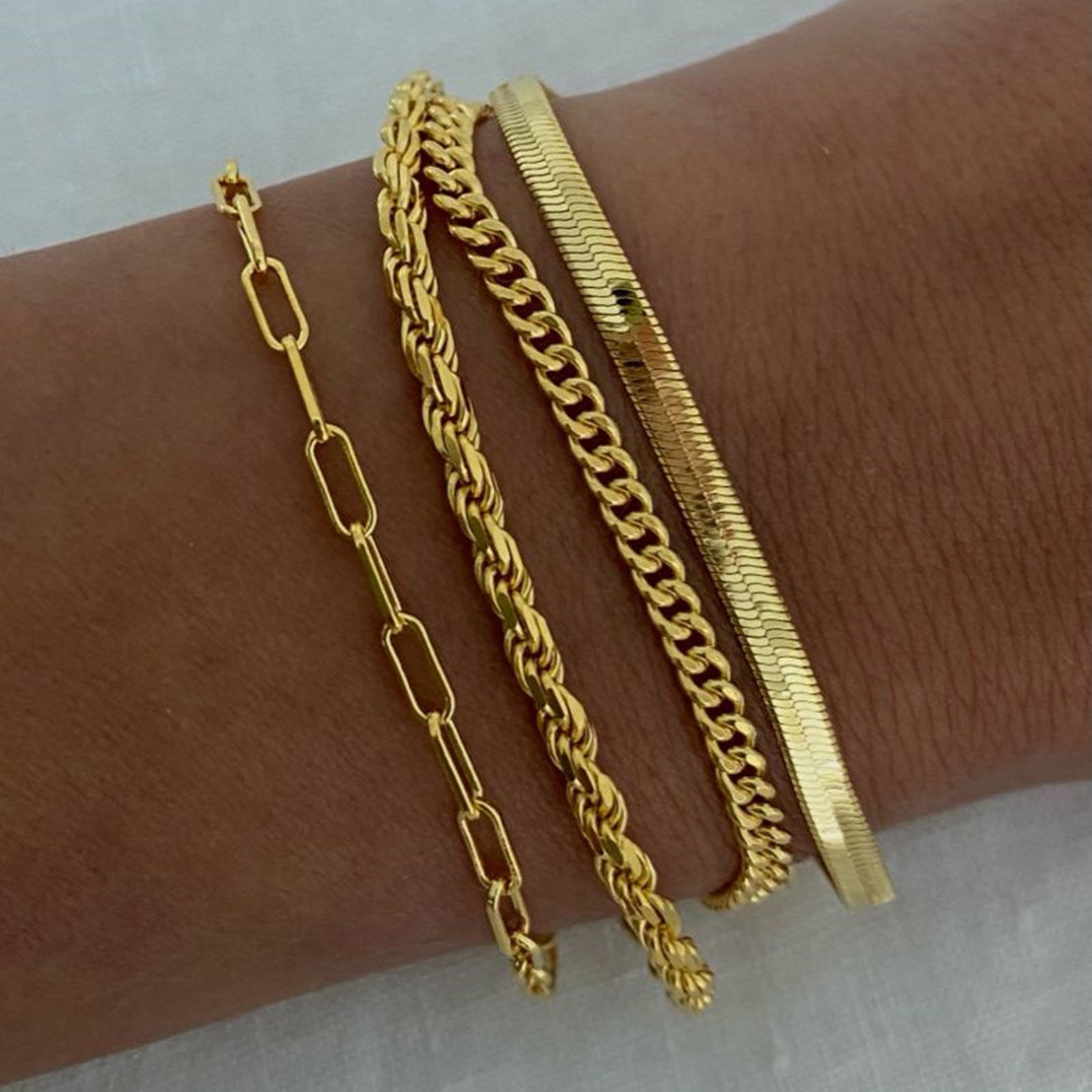 Bild von Eco-friendly Vacuum Plating Simple & Casual Stylish 18K Real Gold Plated 304 Stainless Steel Link Chain Bracelets Unisex Party