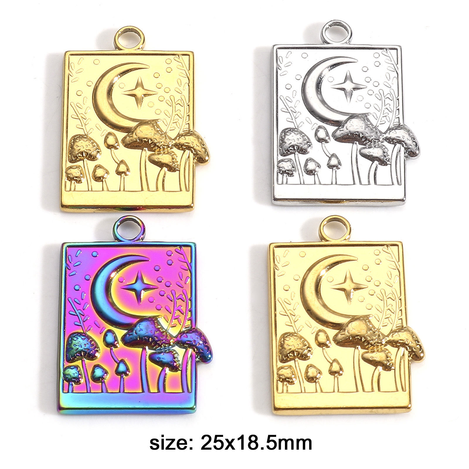 Picture of 304 Stainless Steel Charms Multicolor Half Moon Mushroom