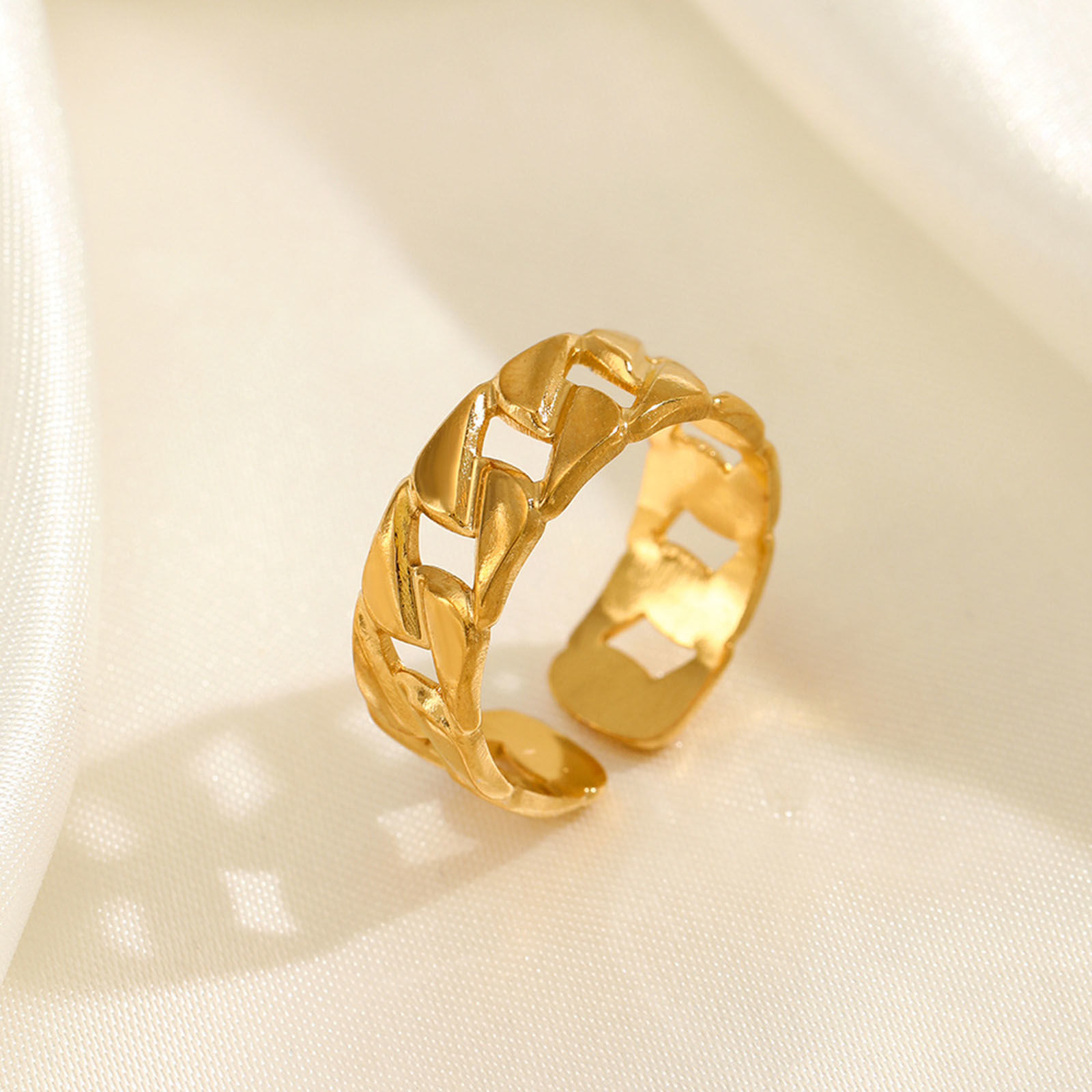 Immagine di Placcatura Sottovuoto Ecologica Semplice & Casual Stile Ins Colore Oro 18K 304 Acciaio Inossidabile Aperto Mani Cuore Anello Per Donne 1 Pz