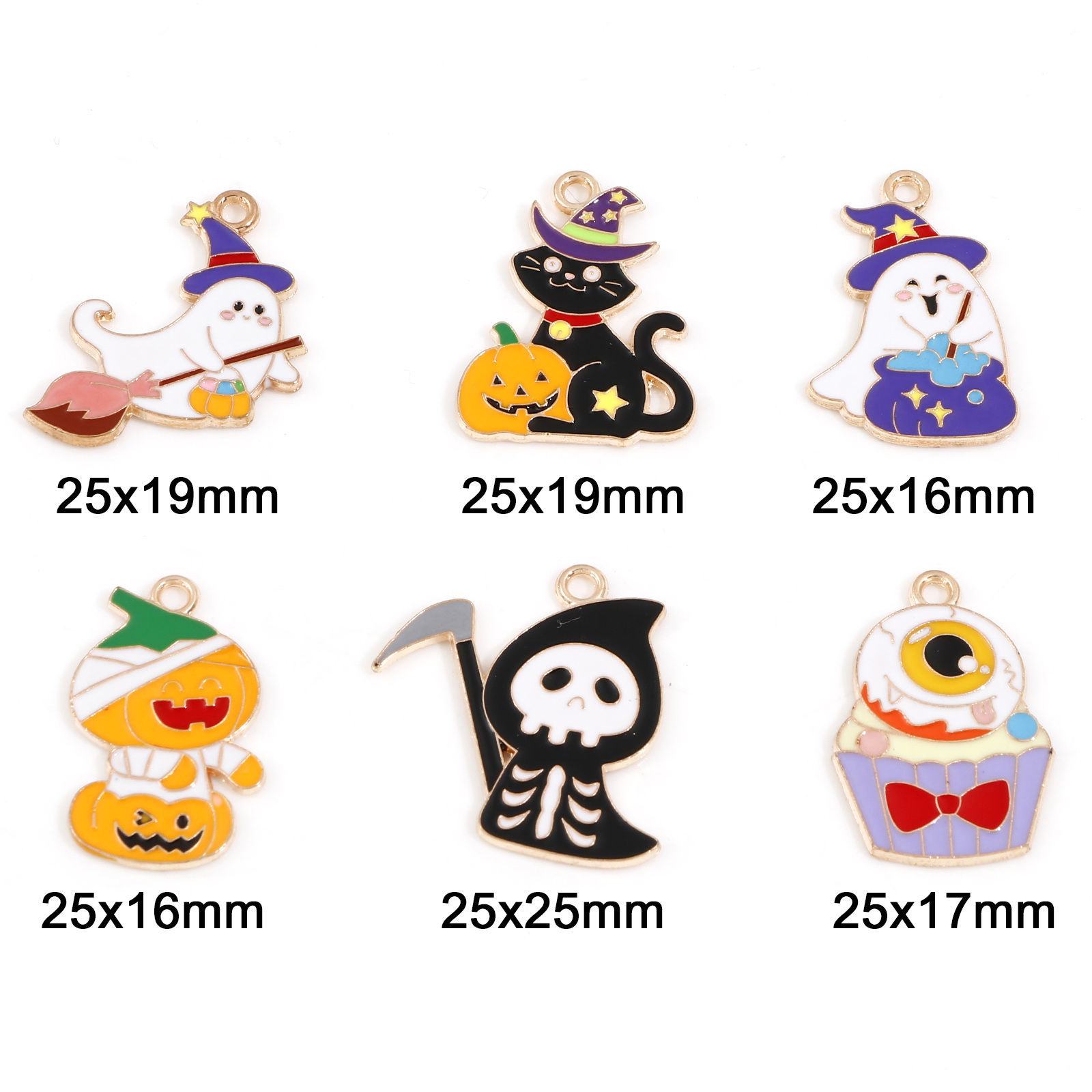 Picture of Zinc Based Alloy Halloween Charms Gold Plated Multicolor Enamel