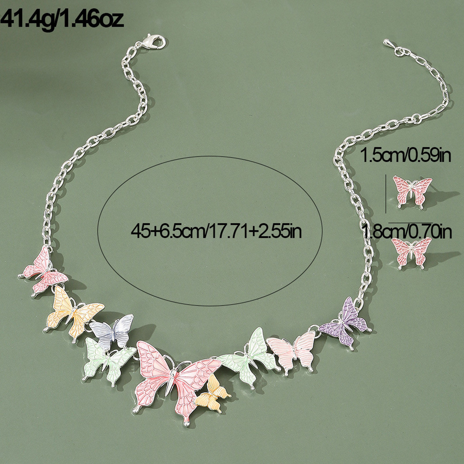 Picture of Stylish Jewelry Necklace Stud Earring Set Multicolor Butterfly Animal Daisy Flower