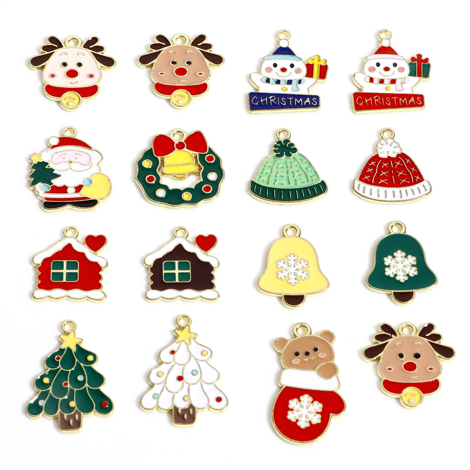 Picture of Zinc Based Alloy Christmas Charms KC Gold Plated Multicolor Enamel 10 PCs