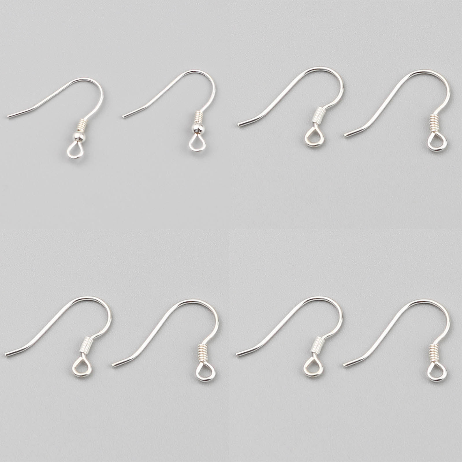 Picture of Sterling Silver Ear Wire Hooks Earring Findings Silver Color W/ Loop