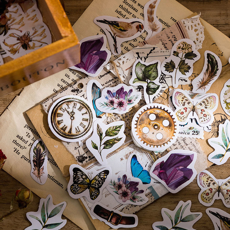 Imagen de Multicolor - Various Butterflies Paper DIY Scrapbook Stickers Stationery Supplies 4.4x4.4x1.1cm, 1 Box（46 PCs/Box）