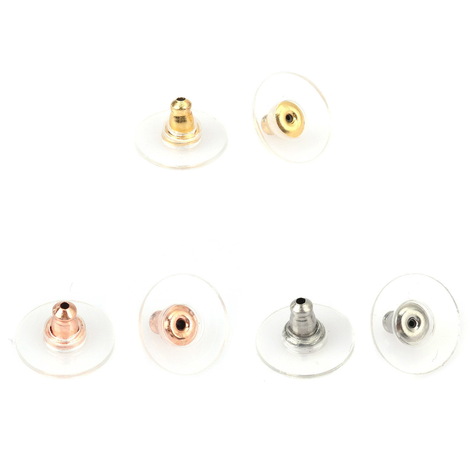 Picture of 304 Stainless Steel Ear Nuts Post Stopper Earring Findings Round Multicolor 11mm Dia.