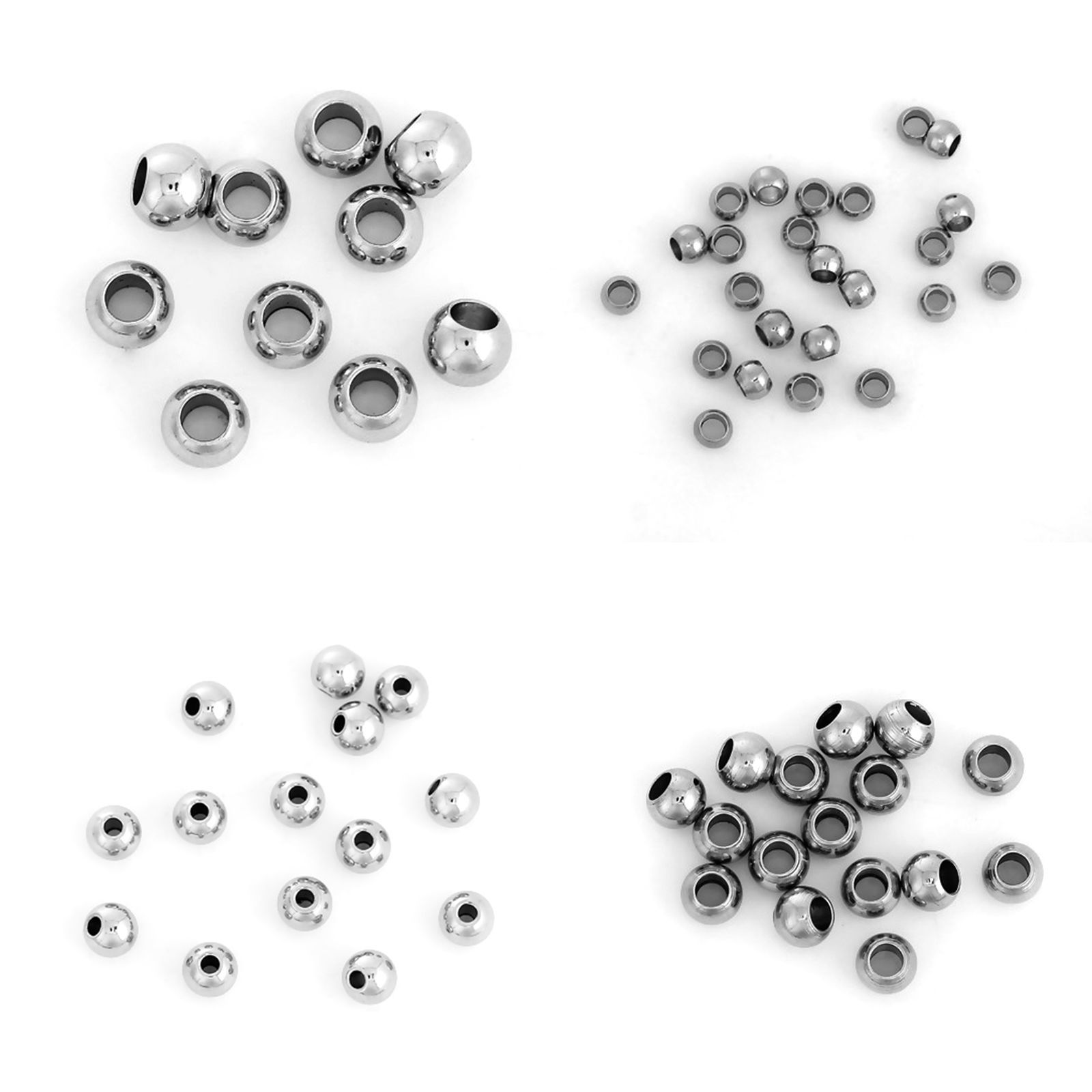 Bild von 304 Edelstahl Rocailles Perlen Trommel Silberfarbe ca. 3mm D., Loch:ca. 1.8mm, 30 Stück