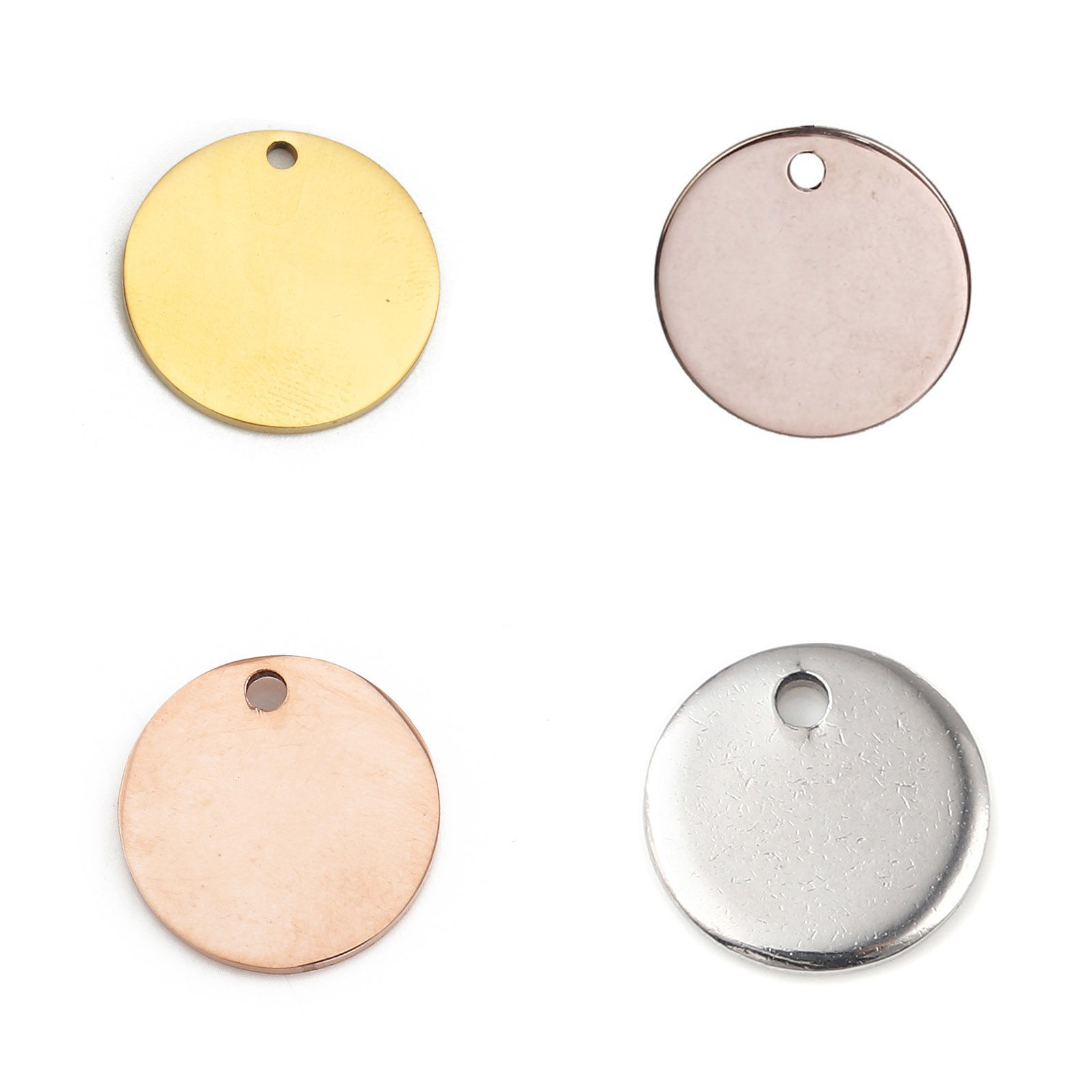 Picture of Stainless Steel Pendants Round Rose Gold Blank Stamping Tags One Side 30mm Dia., 2 PCs