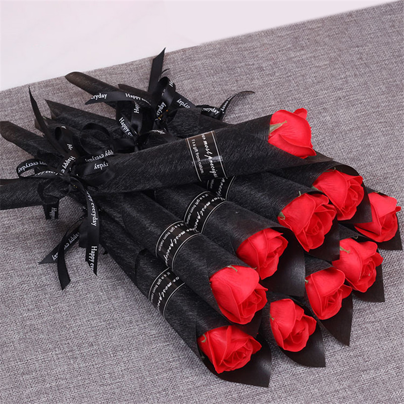 Picture of Soap Artificial Rose Flower Home Decoration Red 27cm - 28cm long, 1 Piece