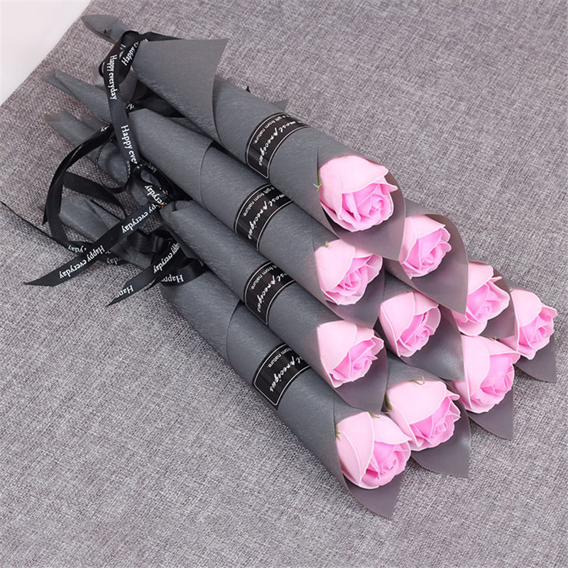 Picture of Soap Artificial Rose Flower Home Decoration Pink 27cm - 28cm long, 1 Piece