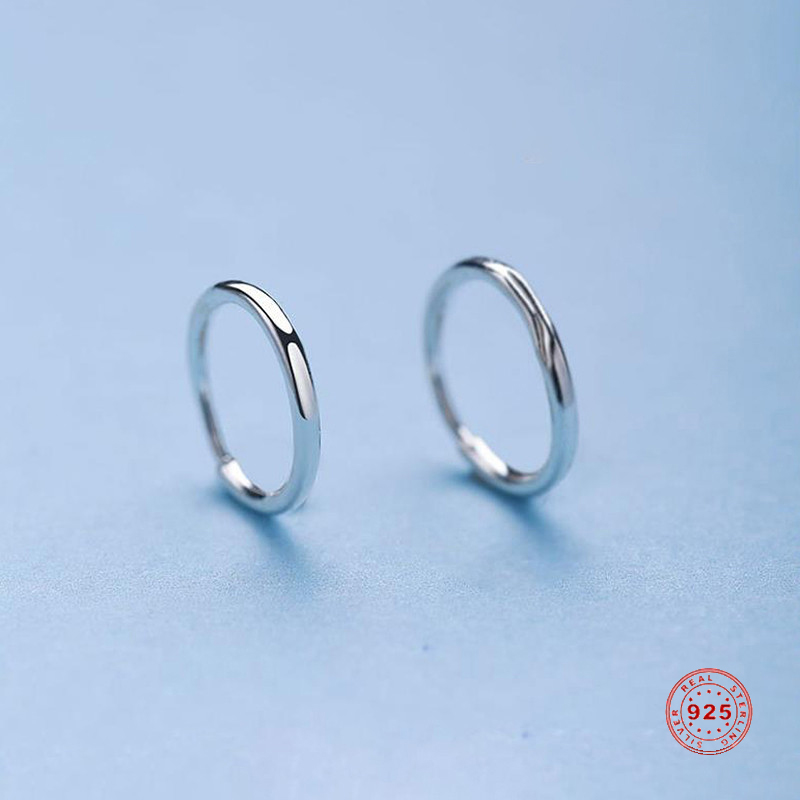 Picture of Sterling Silver Hoop Earrings Silver Color Circle Ring 9mm Dia., Post/ Wire Size: 0.85mm, 1 Pair