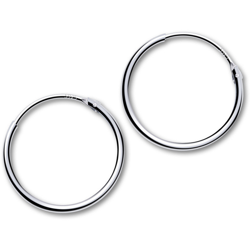 Picture of Sterling Silver Hoop Earrings Silver Color Circle Ring 16mm Dia., 1 Pair