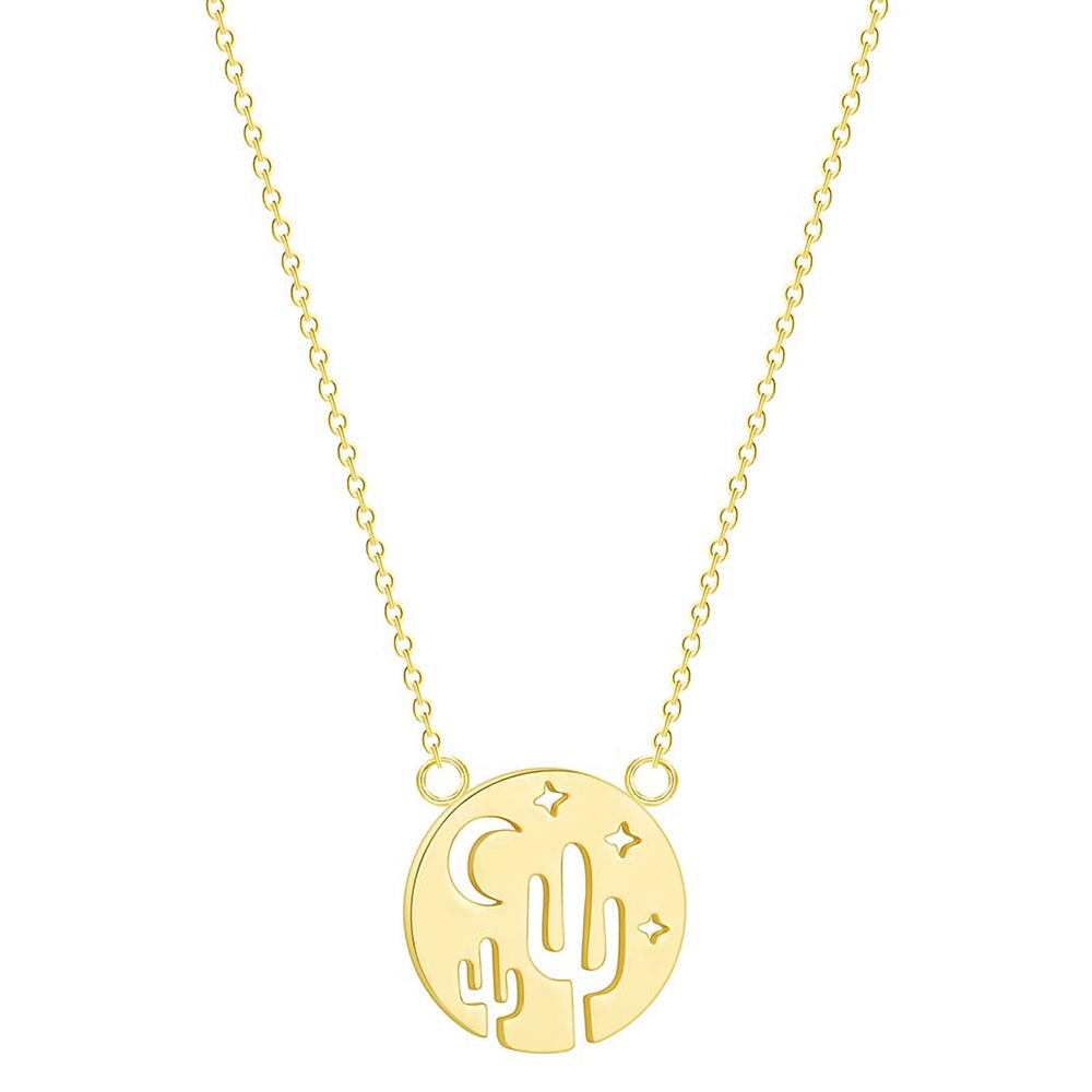 Picture of Stainless Steel Necklace Gold Plated Round Cactus 45cm(17 6/8") long, 1 Piece