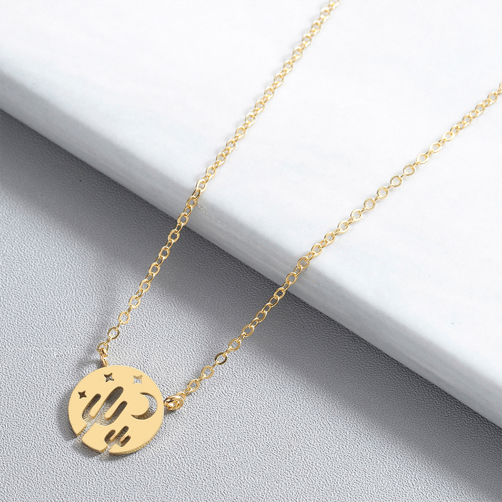 Picture of Stainless Steel Necklace Gold Plated Round Cactus 45cm(17 6/8") long, 1 Piece