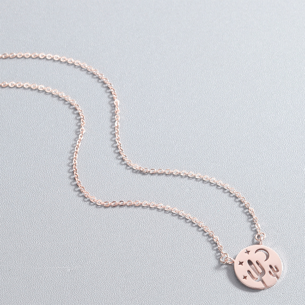 Picture of Stainless Steel Necklace Rose Gold Round Cactus 45cm(17 6/8") long, 1 Piece