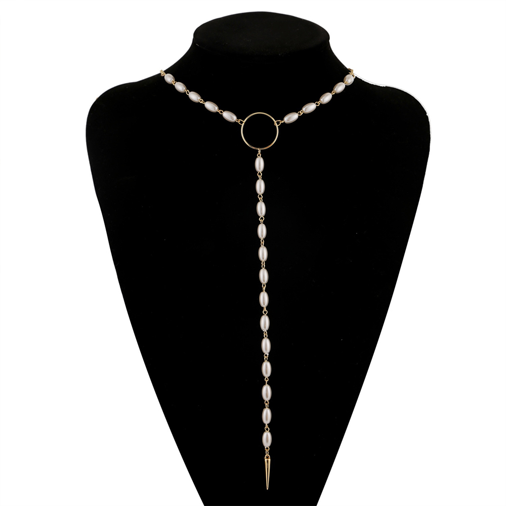 Picture of Baroque Necklace Gold Plated White Circle Imitation Pearl 48cm(18 7/8") long, 1 Piece
