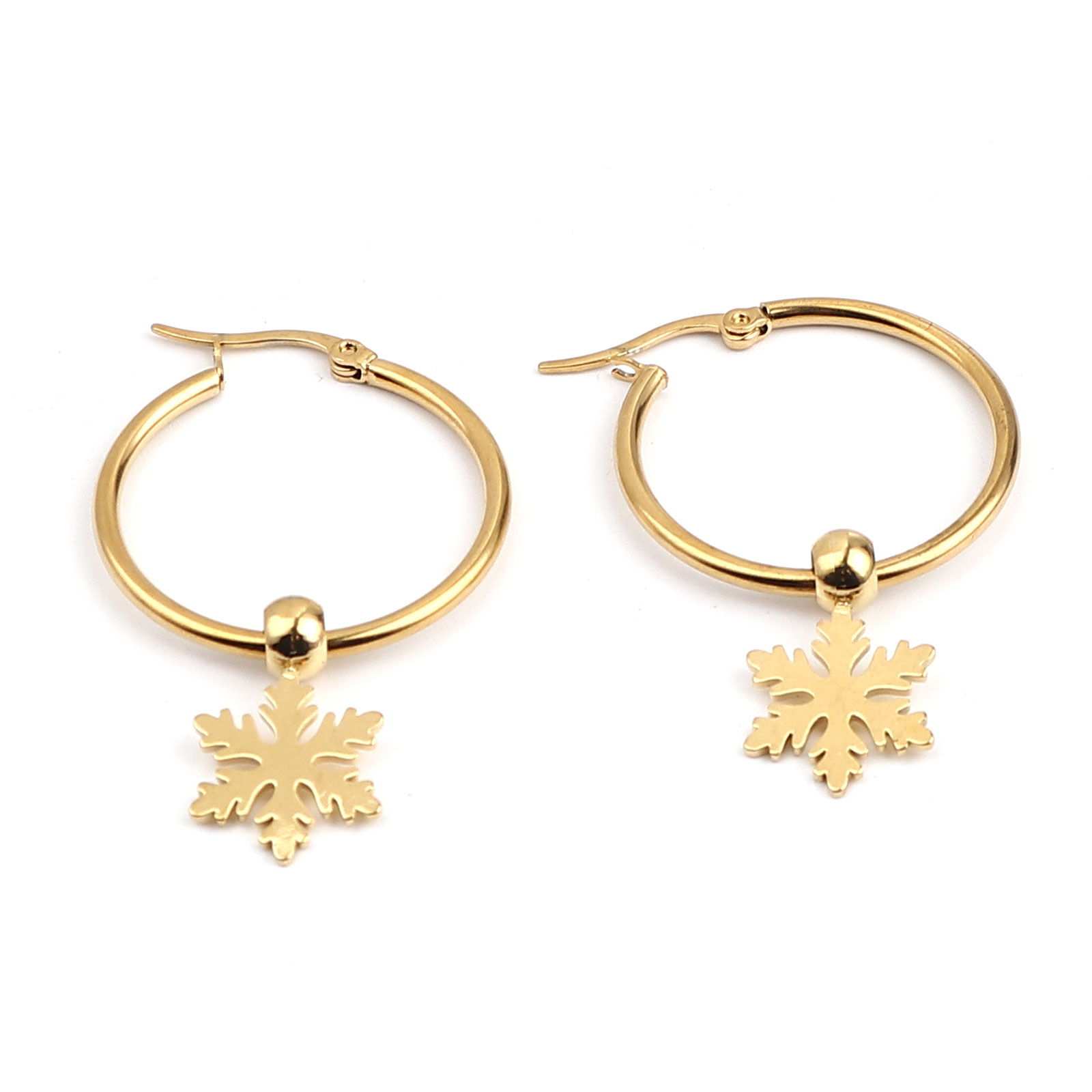 Immagine di Acciaio Inossidabile Galassia orecchino cerchio Oro Placcato Luna Stella 44mm x 29mm, Posta / Filo Dimensione: (17 misura), 1 Paio