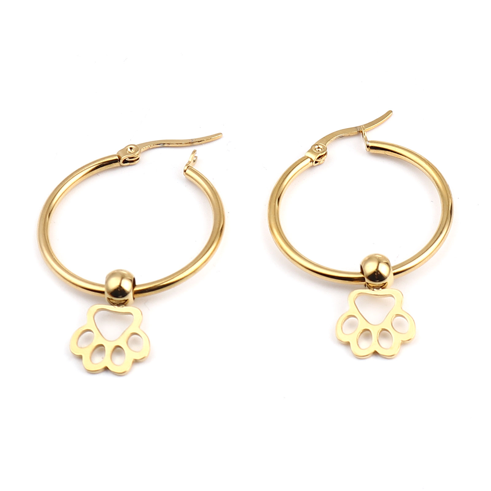 Immagine di Acciaio Inossidabile Galassia orecchino cerchio Oro Placcato Luna Stella 44mm x 29mm, Posta / Filo Dimensione: (17 misura), 1 Paio